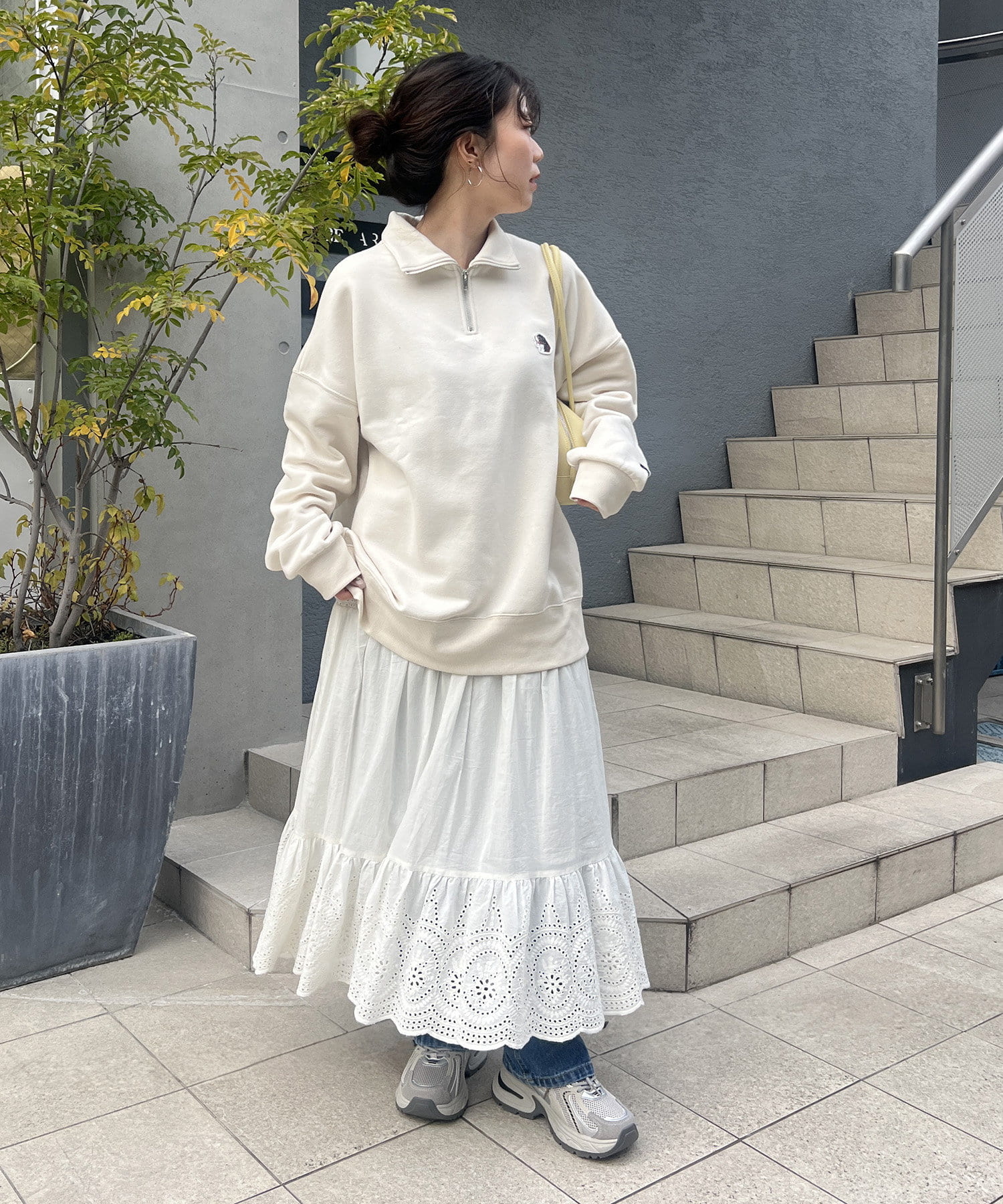 NICE CLAUP / OLIVE des OLIVE OUTLET(ナイスクラップ  / オリーブ デ オリーブ アウトレット) 【NUNIFE】裏起毛ハーフZIPプルオーバー