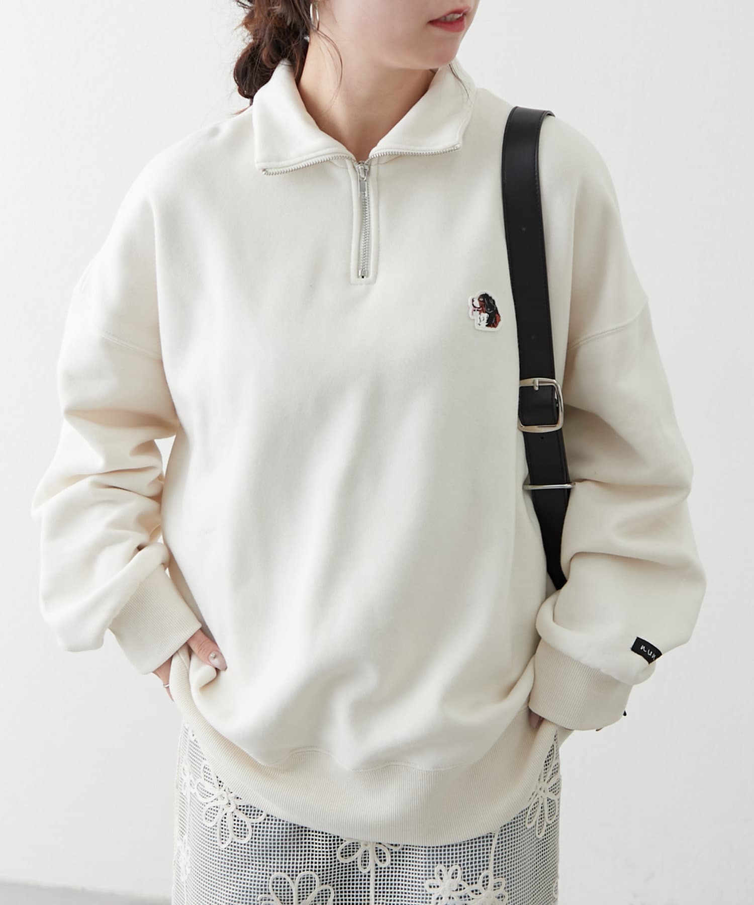 NICE CLAUP / OLIVE des OLIVE OUTLET(ナイスクラップ  / オリーブ デ オリーブ アウトレット) 【NUNIFE】裏起毛ハーフZIPプルオーバー