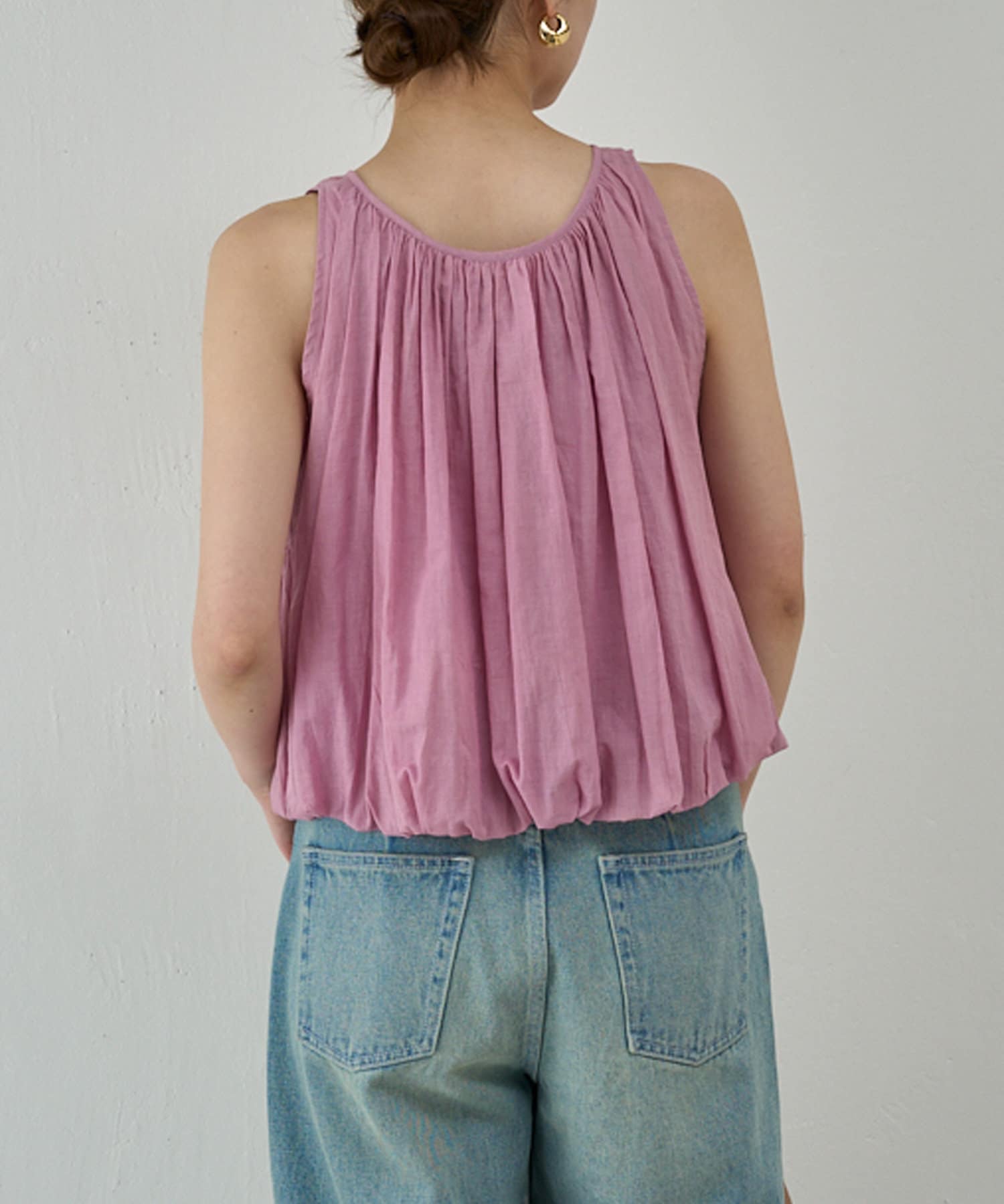 WALANCE オーガニックコットン ギャザーブラウス