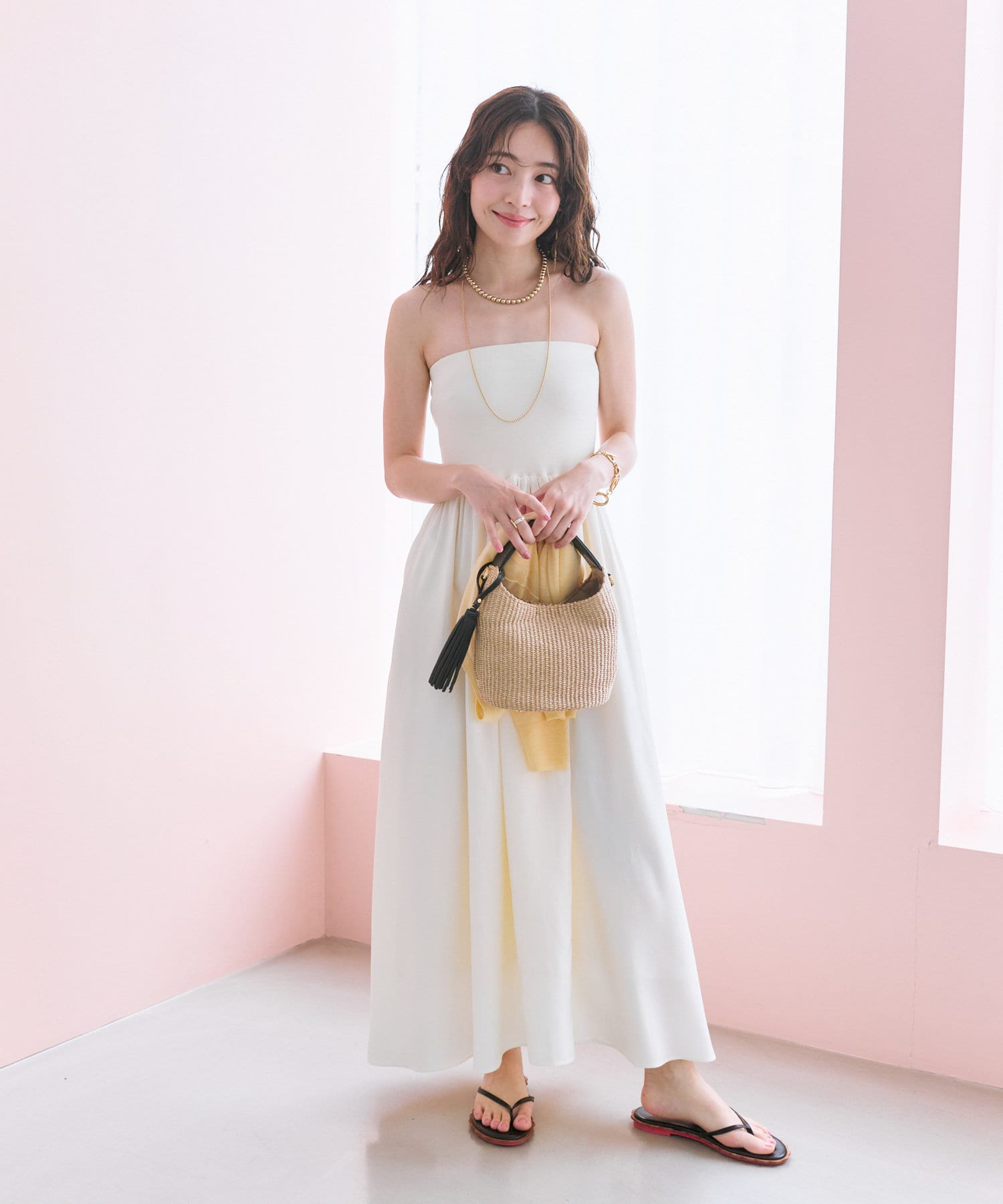 La boutique BonBon(ラブティックボンボン) 【美シルエット】ベアトップギャザーワンピース