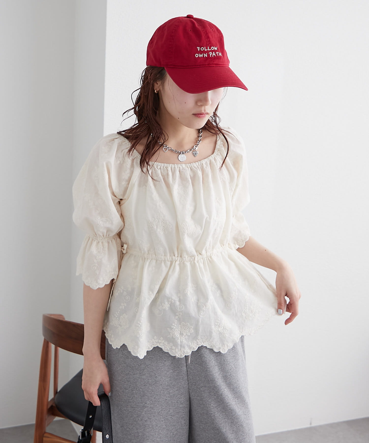 前後2WAY】レース刺繍オフショルブラウス | w closet(ダブル