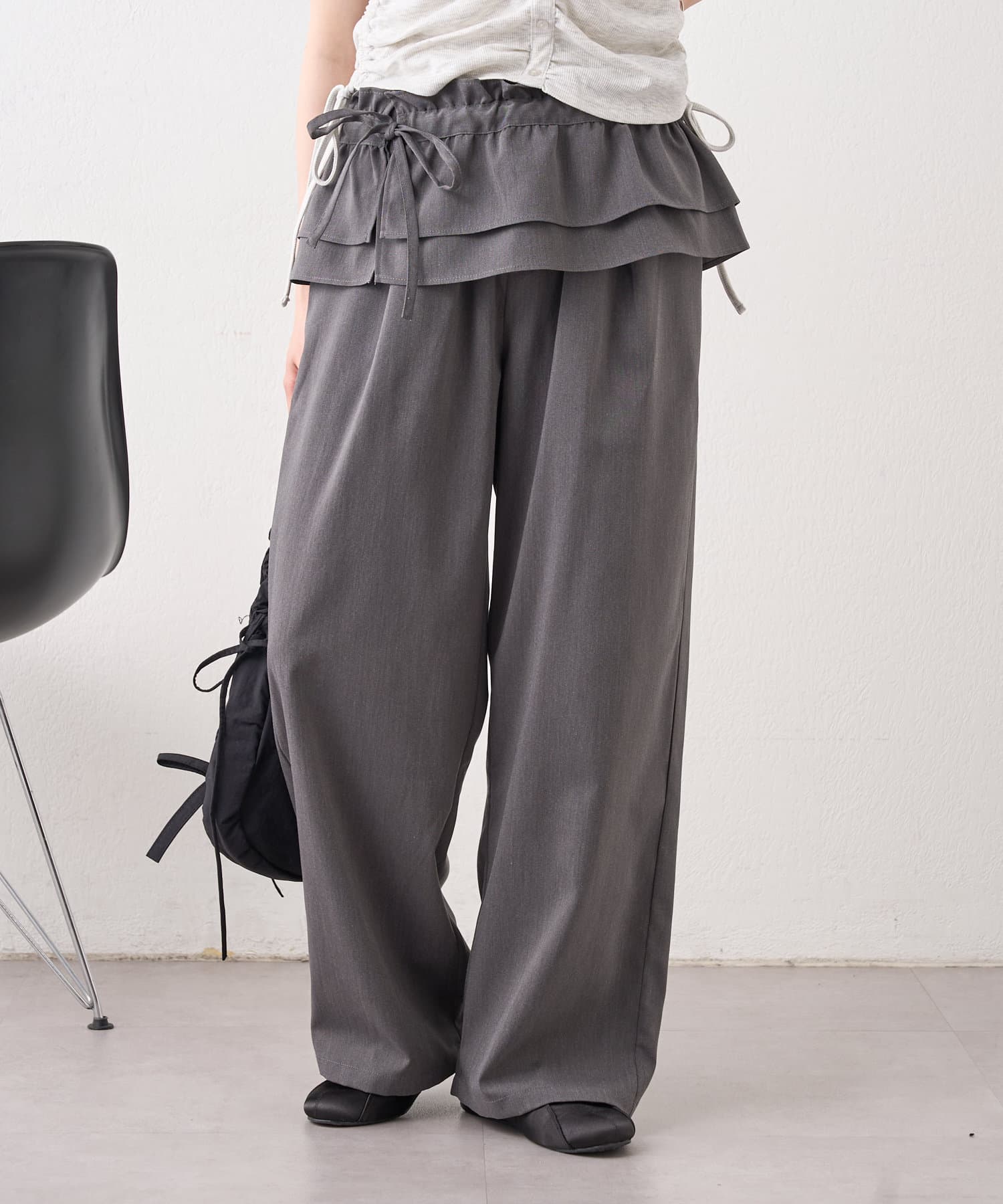 w closet(ダブルクローゼット) 【2サイズ展開】フリルSETパンツ