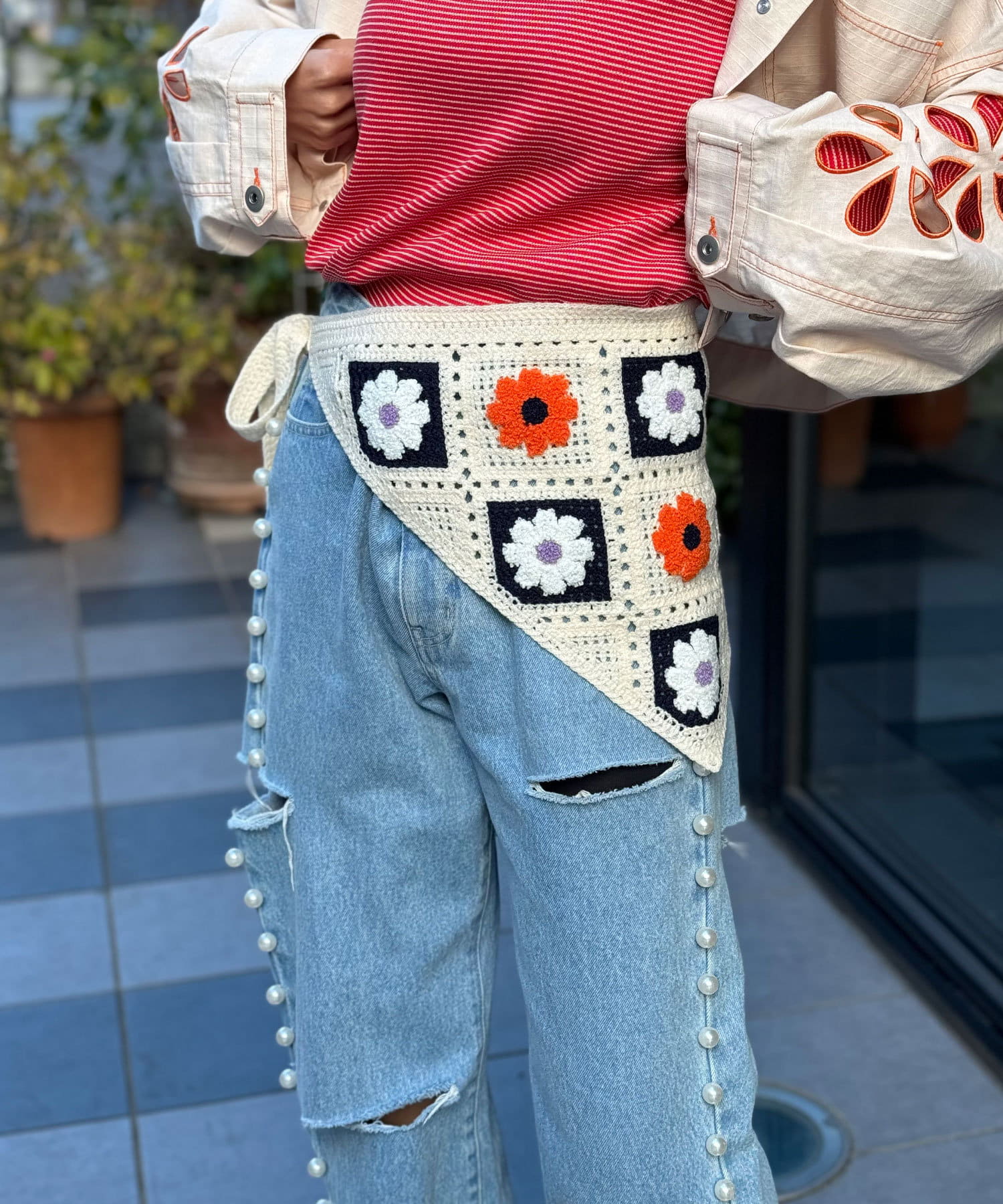 Ciaopanic】H.Sフラワージャガード2WAY頭巾 | OUTLET Ciaopanic】H.Sフラワージャガード2WAY頭巾 | OUTLET