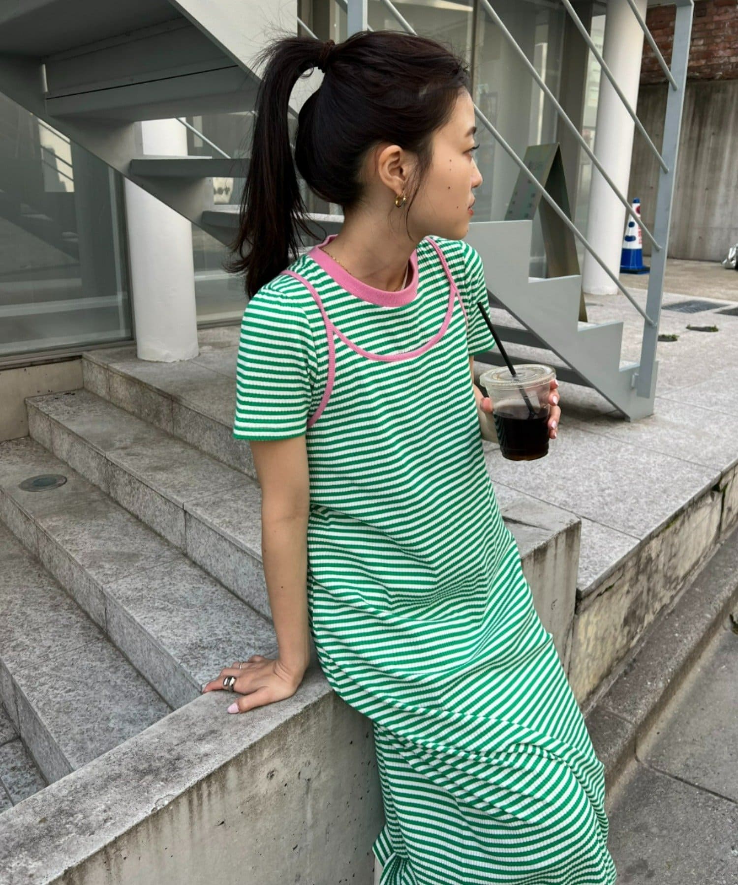 OUTLET(アウトレット) 【CIAOPANIC TYPY】Tee付きボーダーキャミワンピ