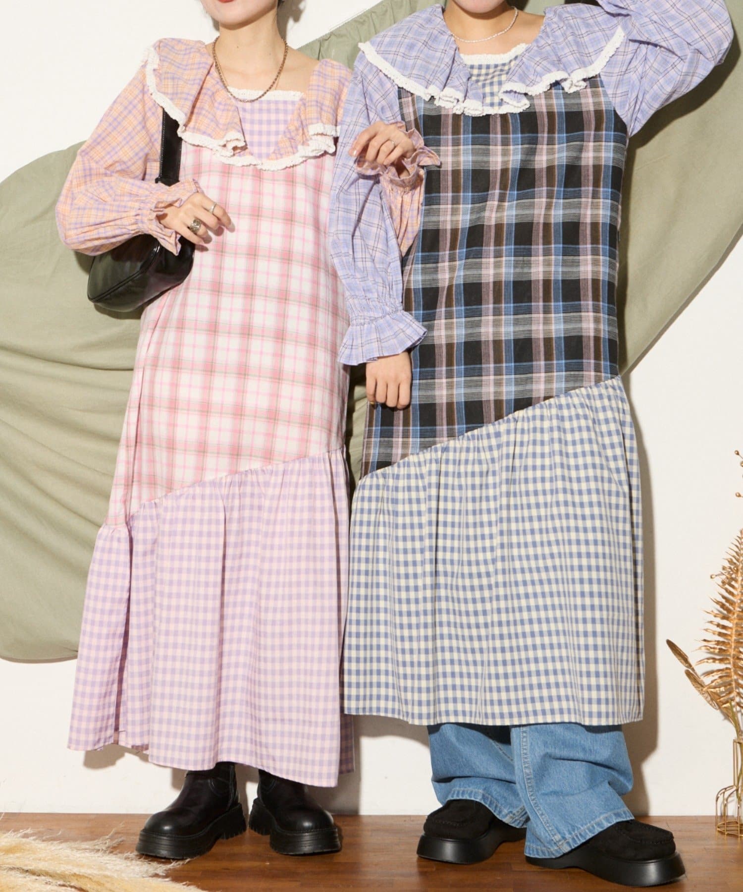CIAOPANIC TYPY】パッチワークチェックロングワンピース | OUTLET