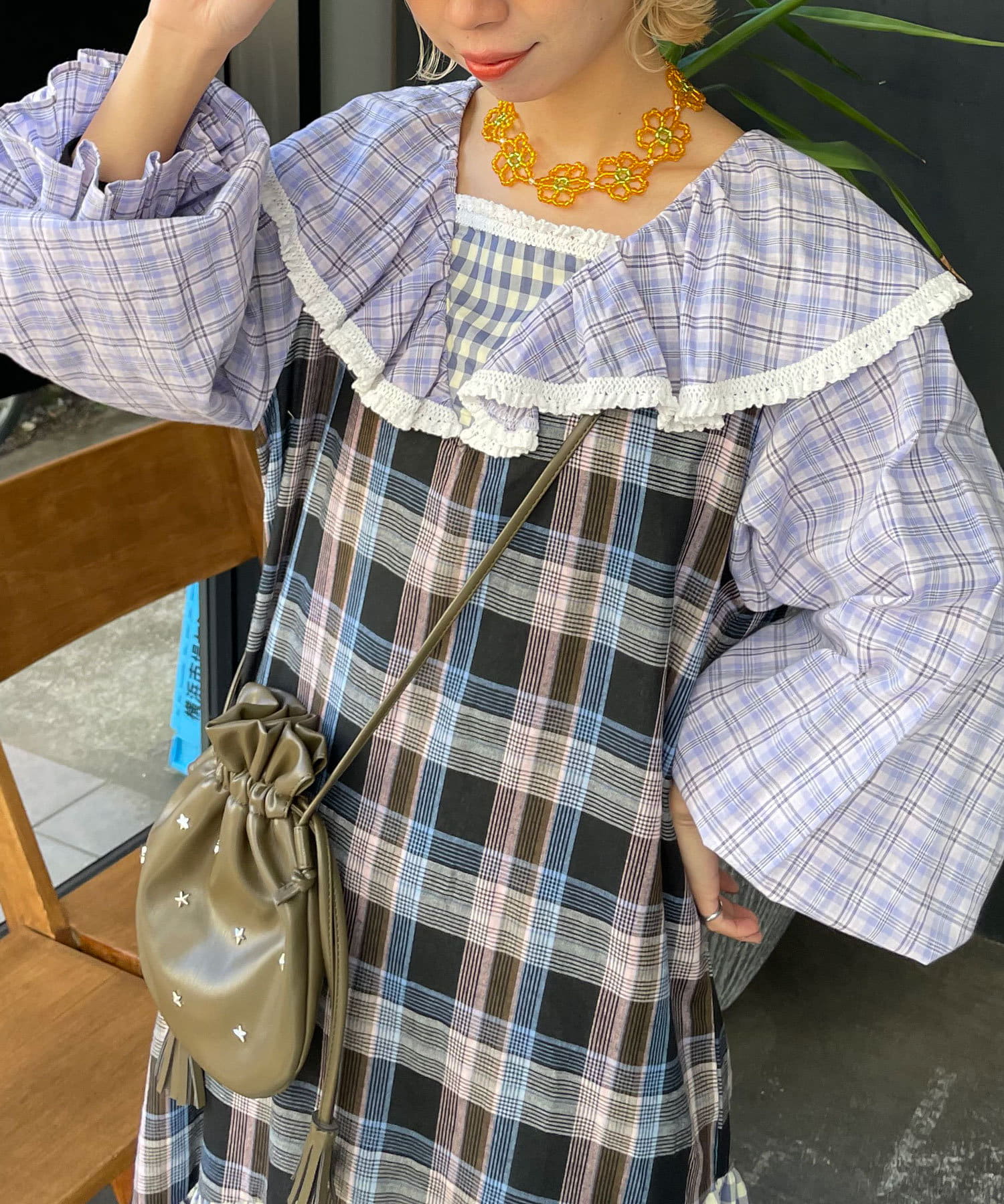 Ciaopanic】H.Sパッチワークチェックロングワンピース | OUTLET Ciaopanic】H.Sパッチワークチェックロングワンピース | OUTLET