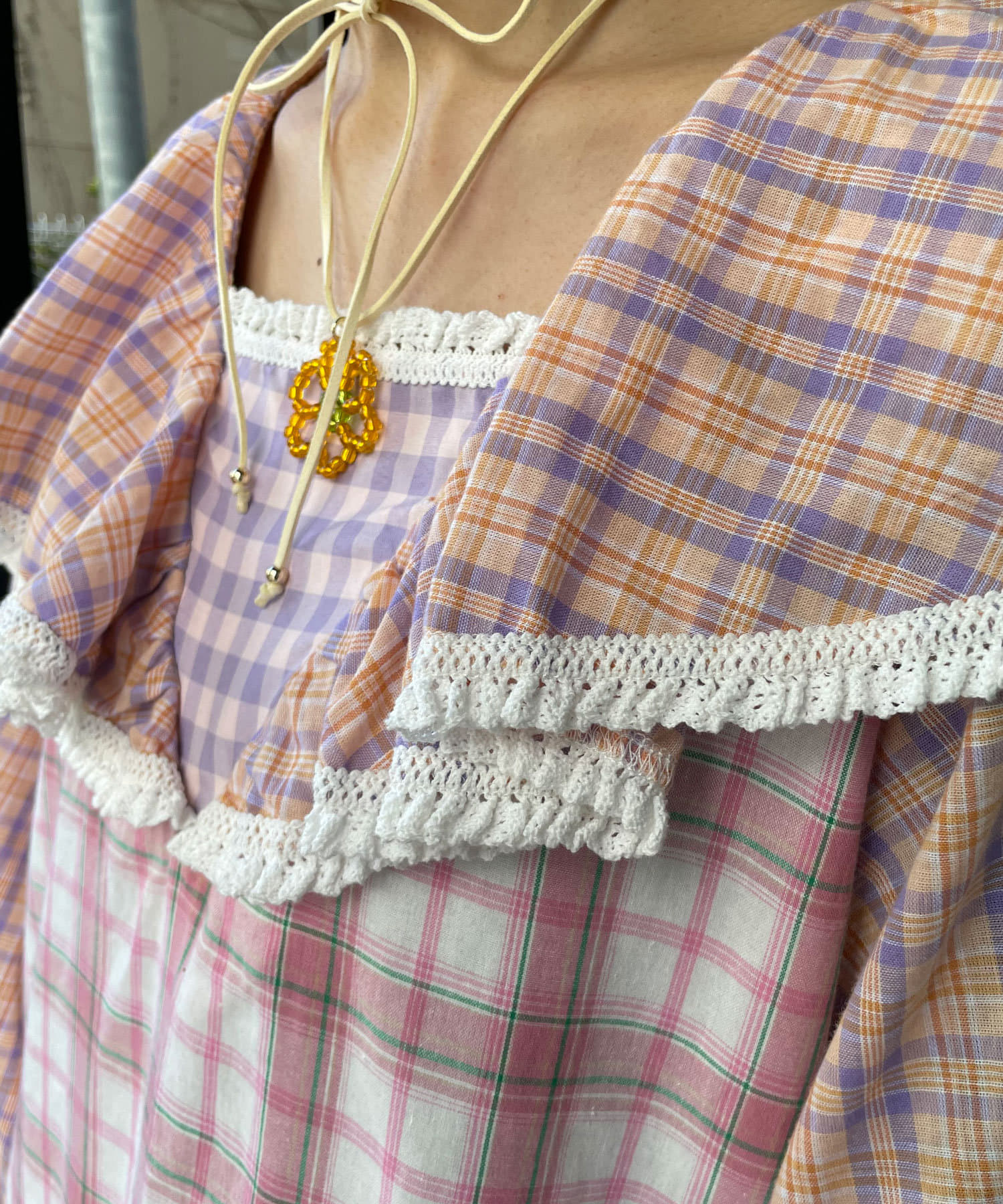 OUTLET(アウトレット) 【Ciaopanic】H.Sパッチワークチェックロングワンピース