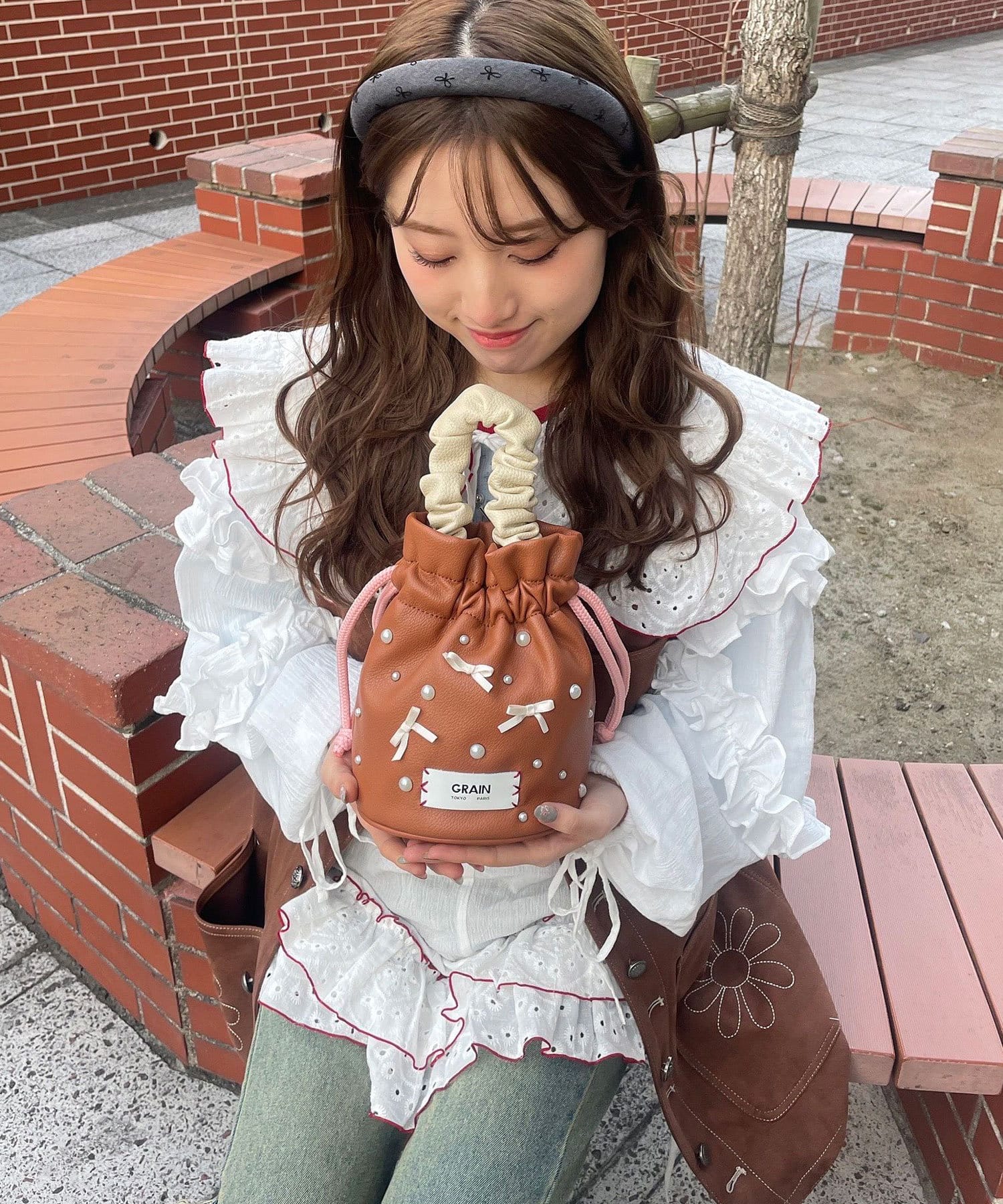 Ciaopanic】【aya×GRAIN】ギャザーハンドル巾着バッグ | OUTLET