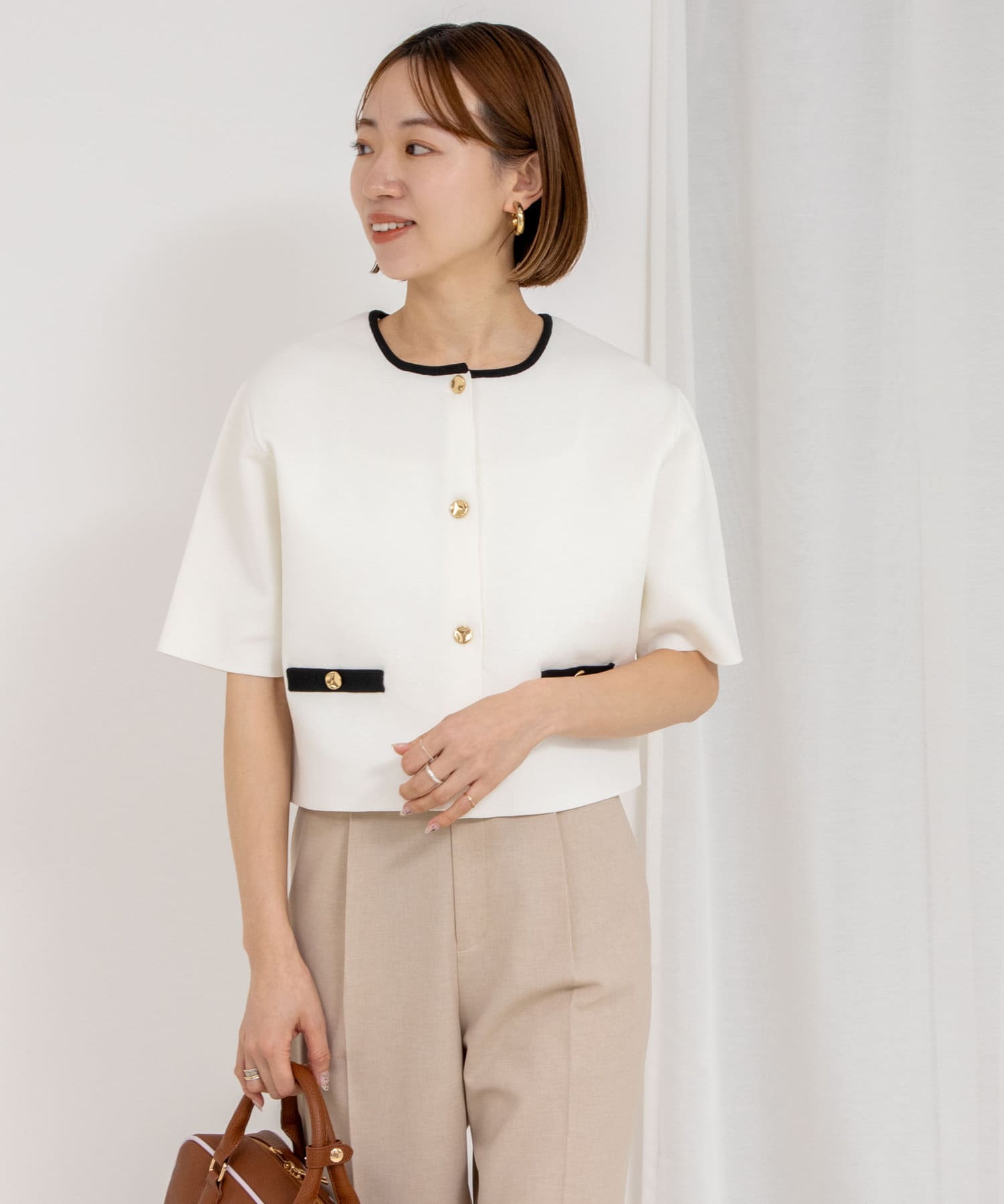 【新品未使用】ミラノリブ半袖JK セットアップ対応》ミラノリブ半袖ジャケット | NOLLEY'S(ノーリーズ