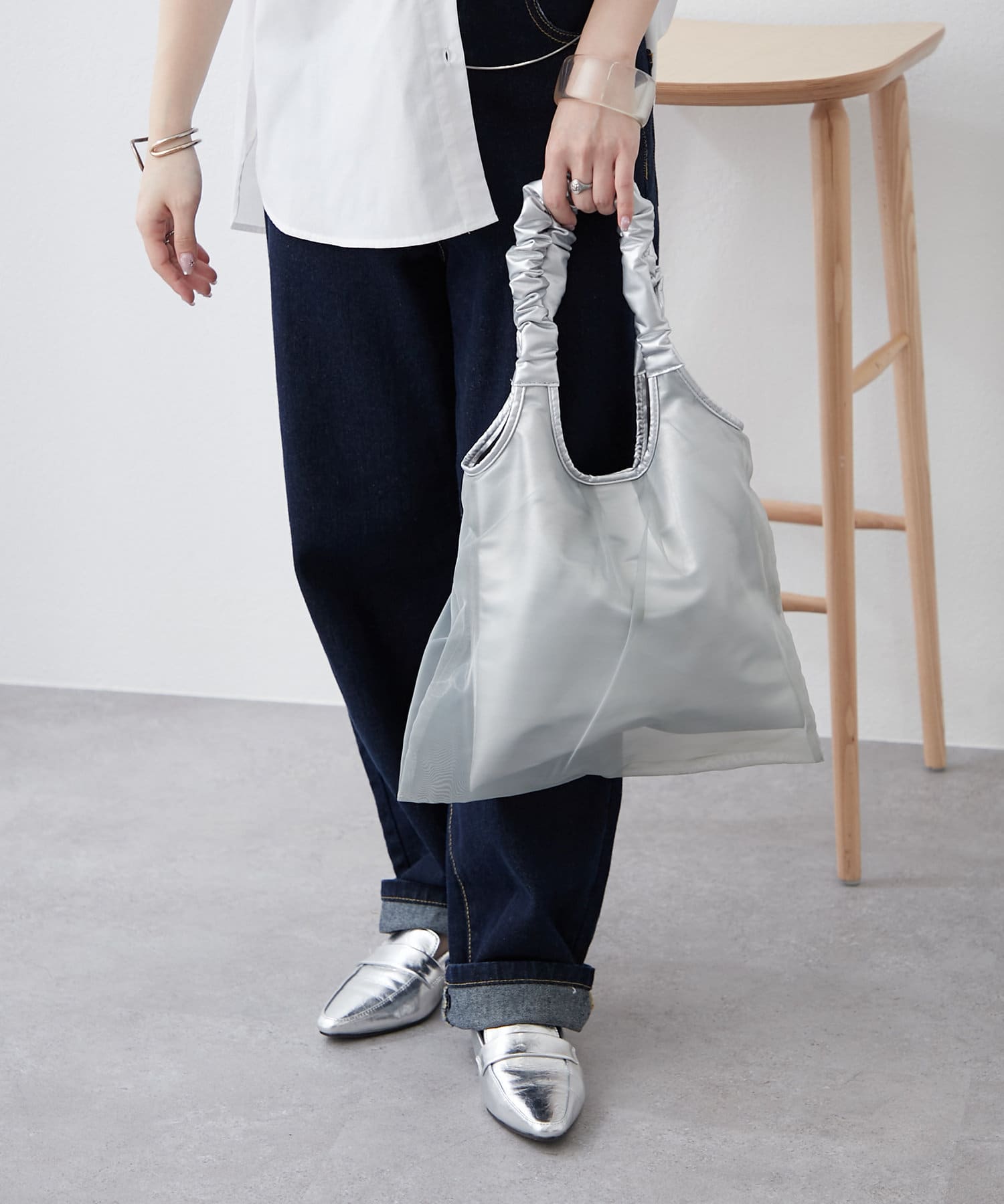 WEB限定】ギャザーハンドルチュールトート | Remind me and forever