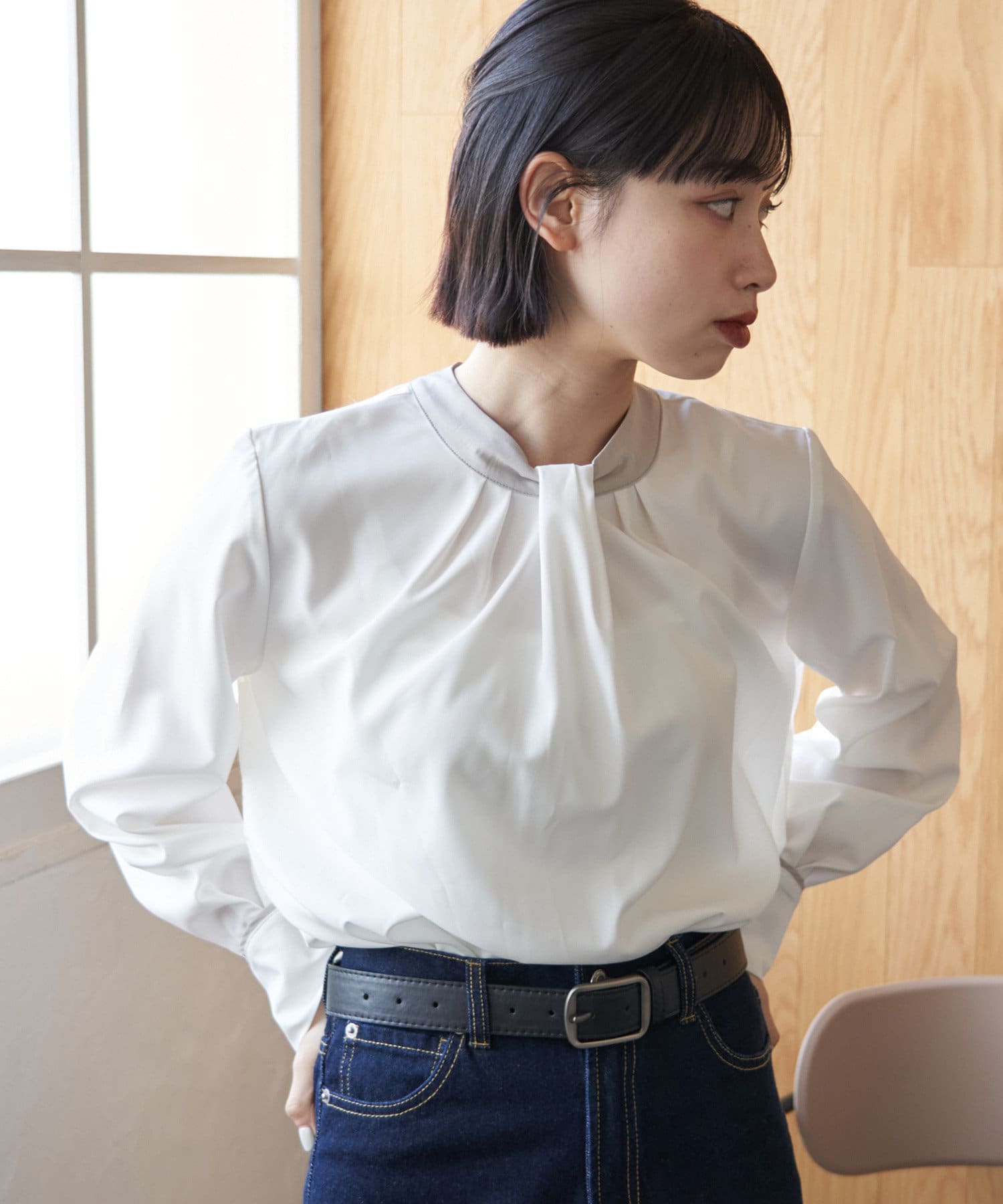 NICE CLAUP / OLIVE des OLIVE OUTLET(ナイスクラップ  / オリーブ デ オリーブ アウトレット) 【RMAF】配色２ＷＡＹブラウス