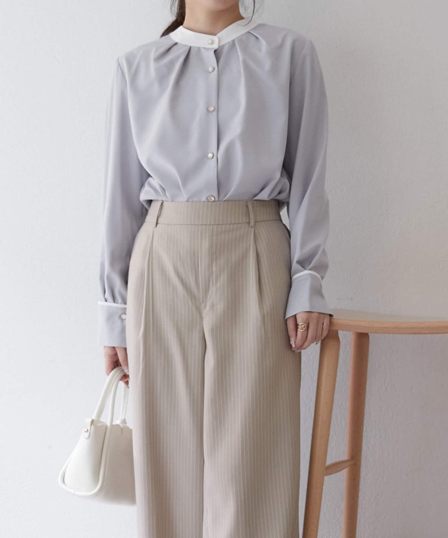 NICE CLAUP / OLIVE des OLIVE OUTLET(ナイスクラップ  / オリーブ デ オリーブ アウトレット) 【RMAF】配色２ＷＡＹブラウス