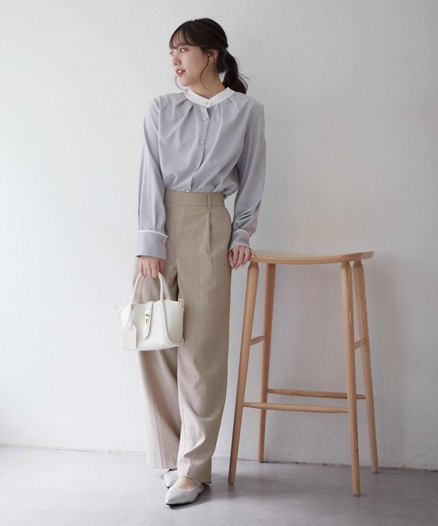 NICE CLAUP / OLIVE des OLIVE OUTLET(ナイスクラップ  / オリーブ デ オリーブ アウトレット) 【RMAF】配色２ＷＡＹブラウス