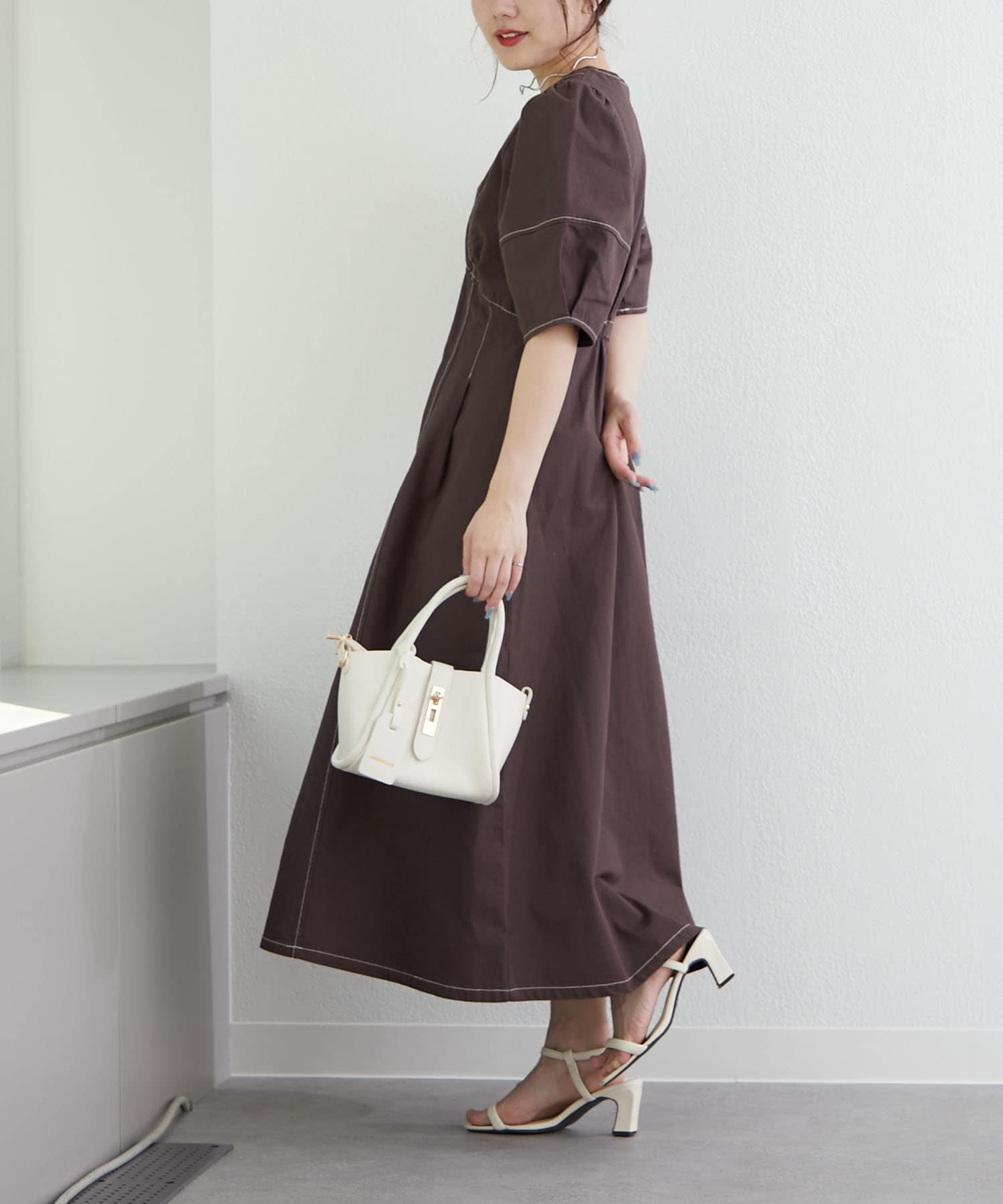 NICE CLAUP / OLIVE des OLIVE OUTLET(ナイスクラップ  / オリーブ デ オリーブ アウトレット) 【RMAF】袖ボリュームワンピース