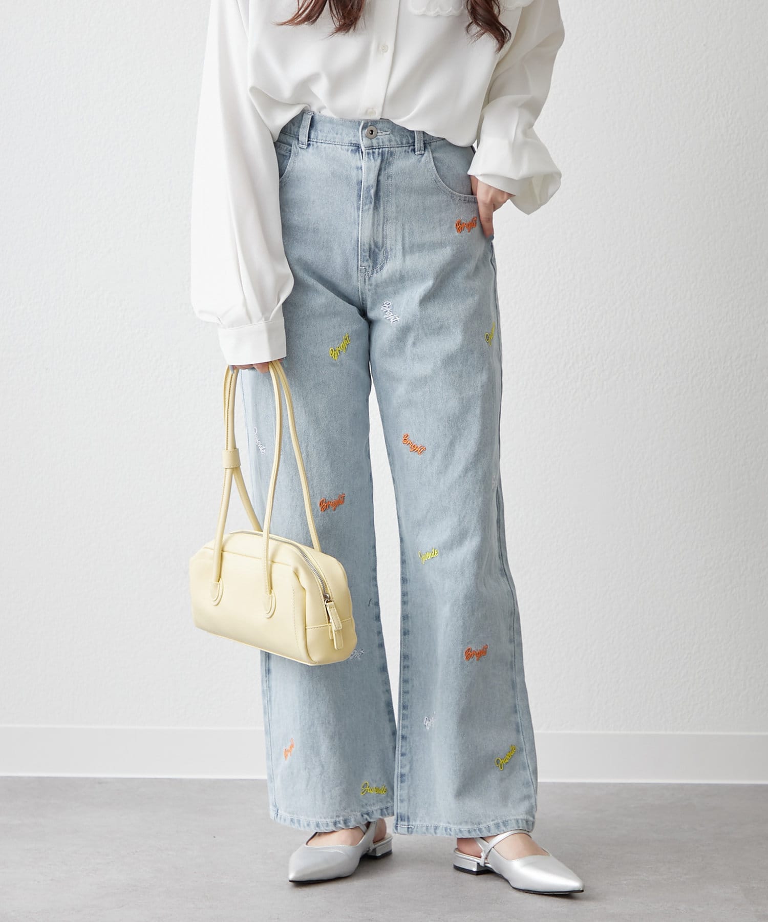 RMAF】【NAO】ロゴ刺繍デニムパンツ | NICE CLAUP / OLIVE des