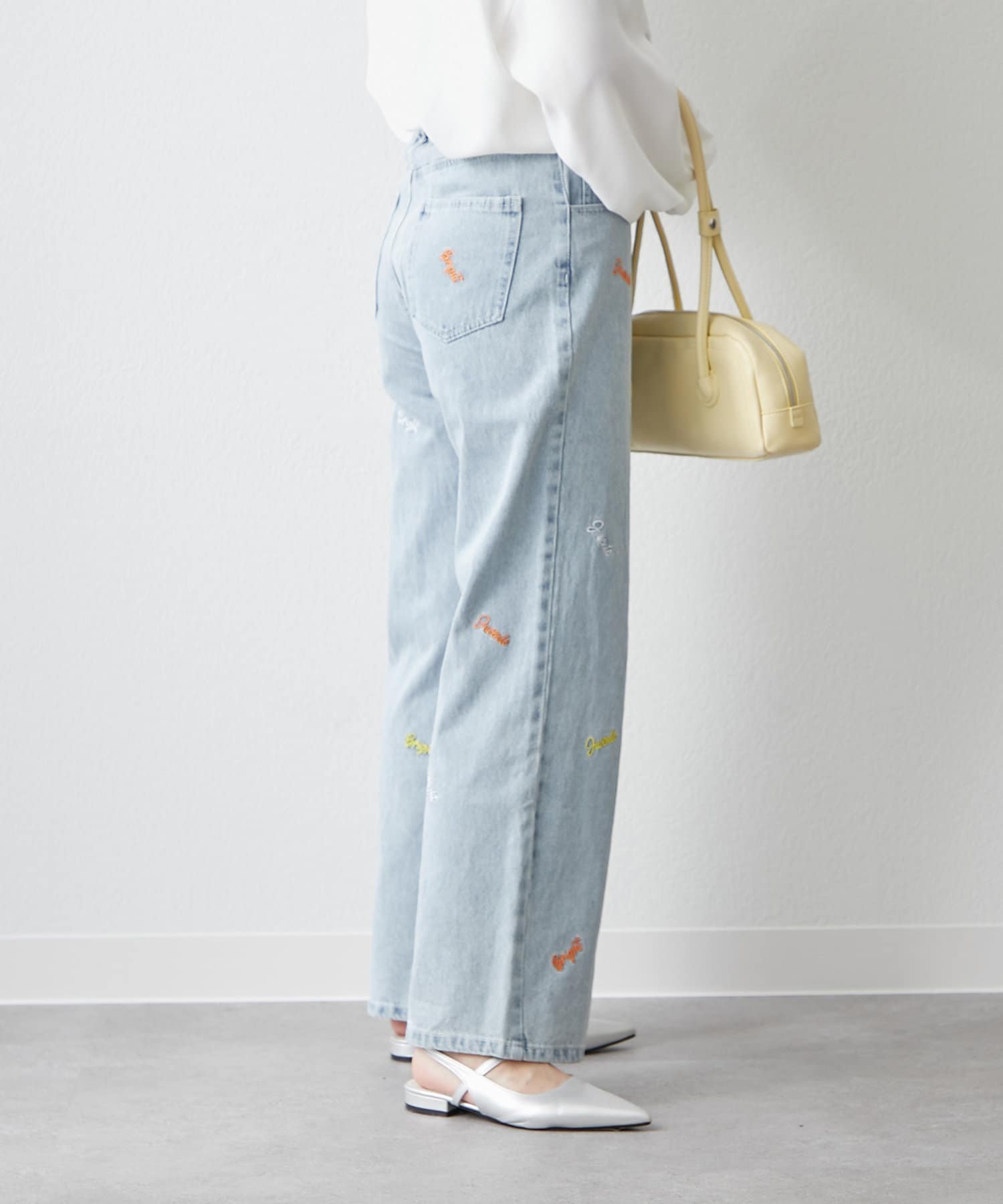 RMAF】【NAO】ロゴ刺繍デニムパンツ | NICE CLAUP / OLIVE