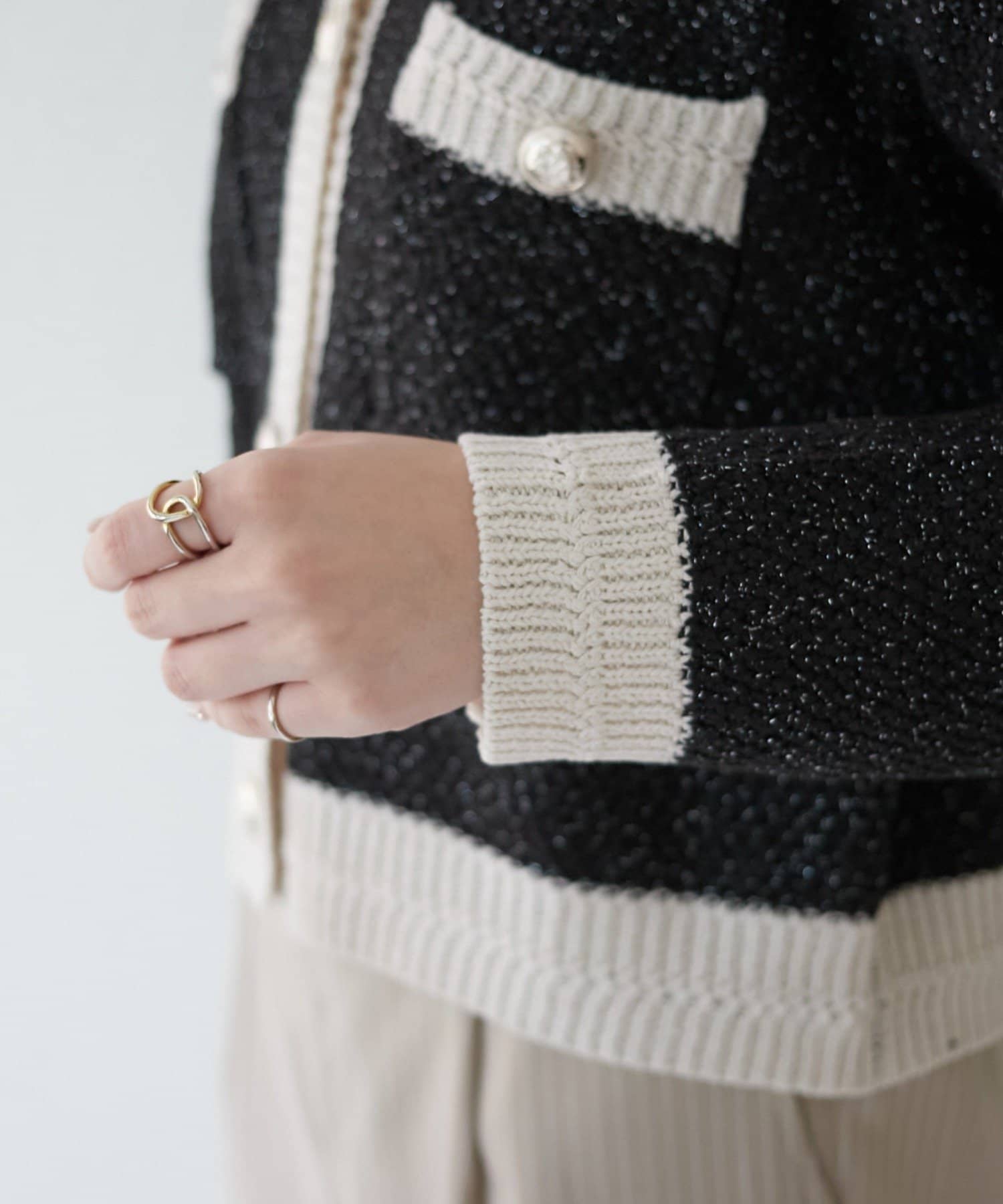 NICE CLAUP / OLIVE des OLIVE OUTLET(ナイスクラップ  / オリーブ デ オリーブ アウトレット) 【RMAF】配色クルーカーデ