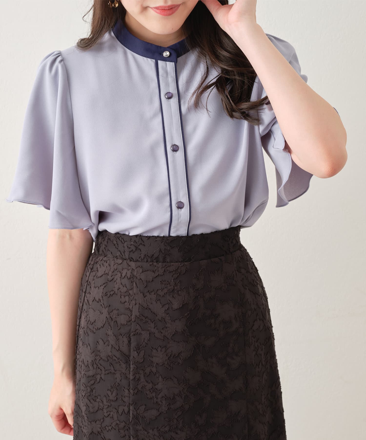 NICE CLAUP / OLIVE des OLIVE OUTLET(ナイスクラップ  / オリーブ デ オリーブ アウトレット) 【RMAF】【大人気のリバイバルアイテム】【WEB限定】配色パイピングブラウス