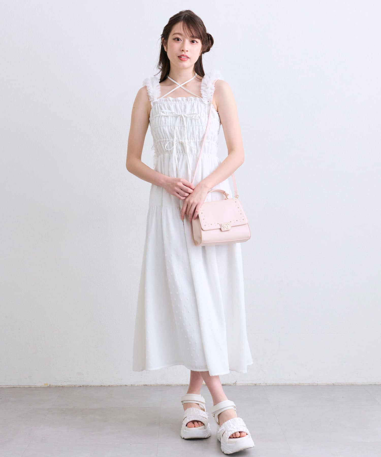 OLIVE des OLIVE(オリーブ デ オリーブ) 【収納力◎/ポケット多数】エメリスタッズ付きケリーバッグ