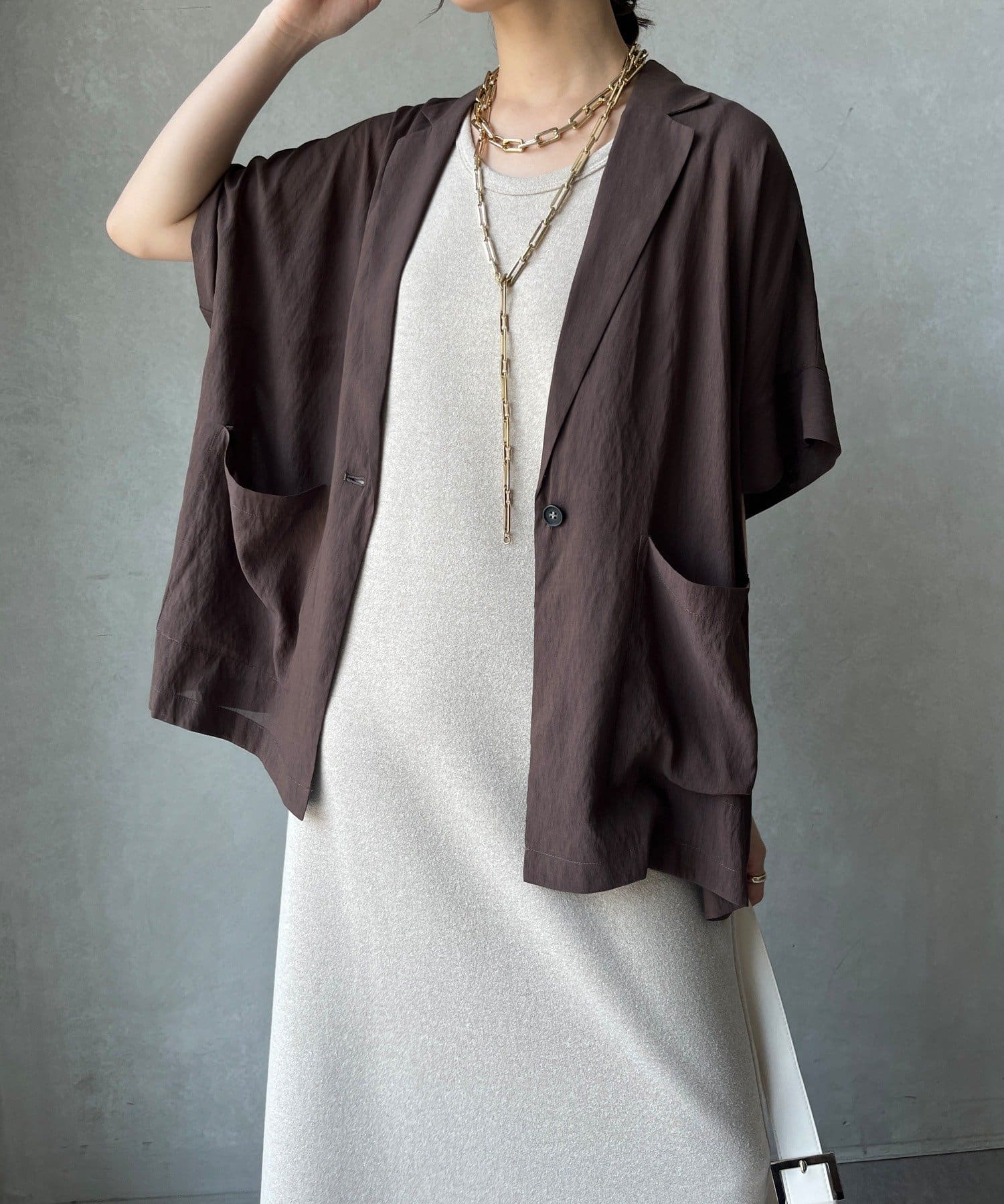 DOUDOU(ドゥドゥ) 【WEB限定】強撚半袖ジャケット