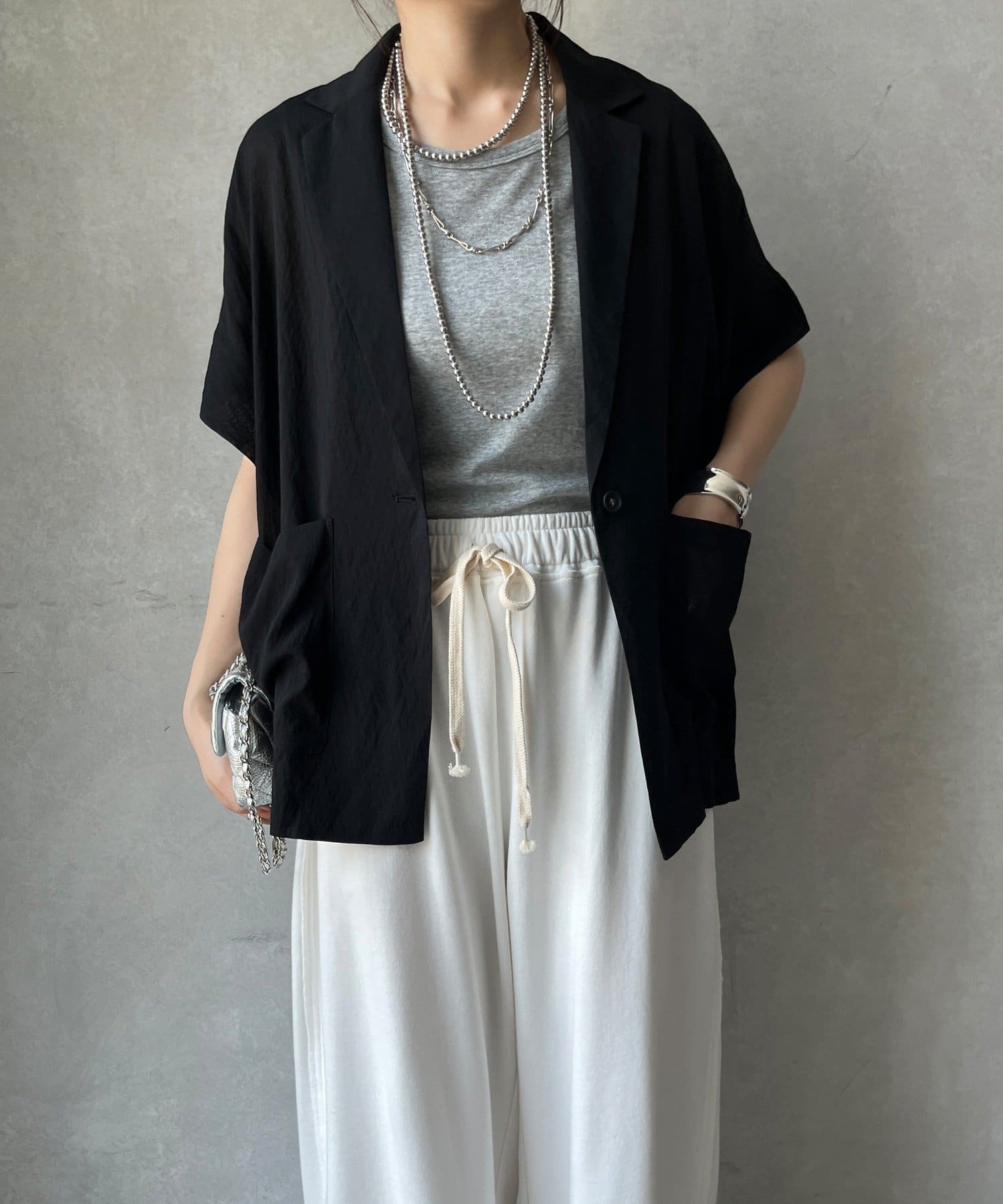 DOUDOU(ドゥドゥ) 【WEB限定】強撚半袖ジャケット