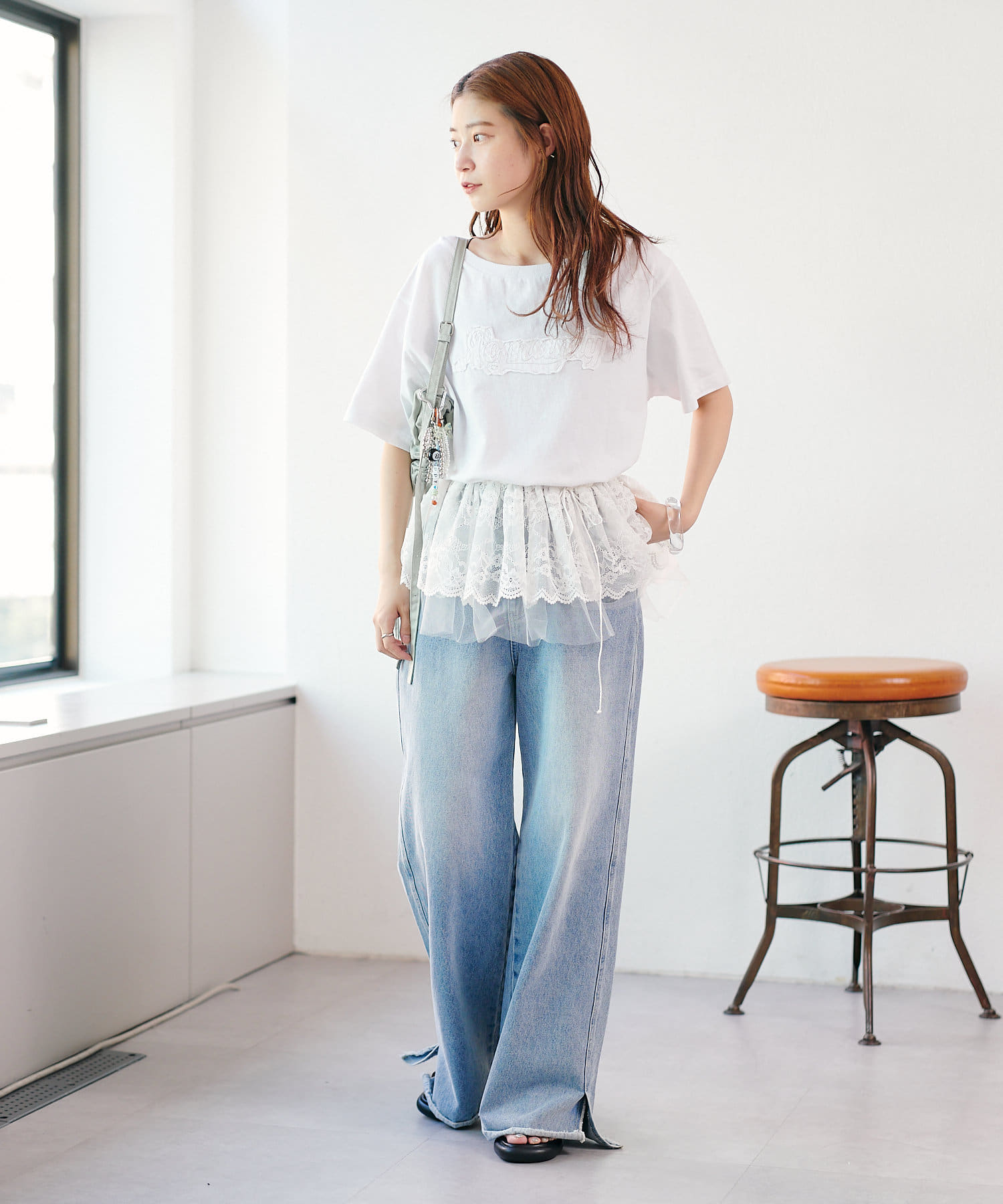 Kastane(カスタネ) 【S.Lサイズ展開】ワッペンオフショルTEE