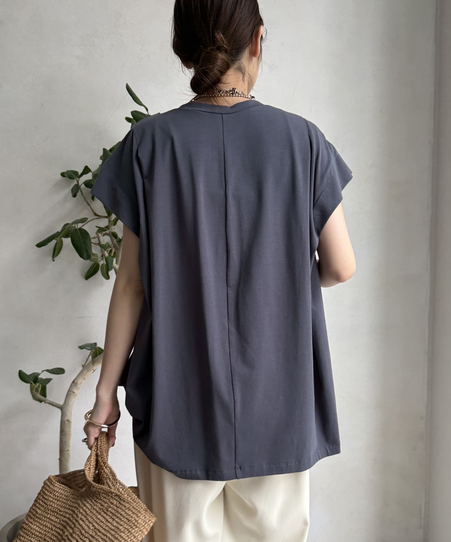 DOUDOU(ドゥドゥ) 【WEB限定】シルケットパールロゴトップス