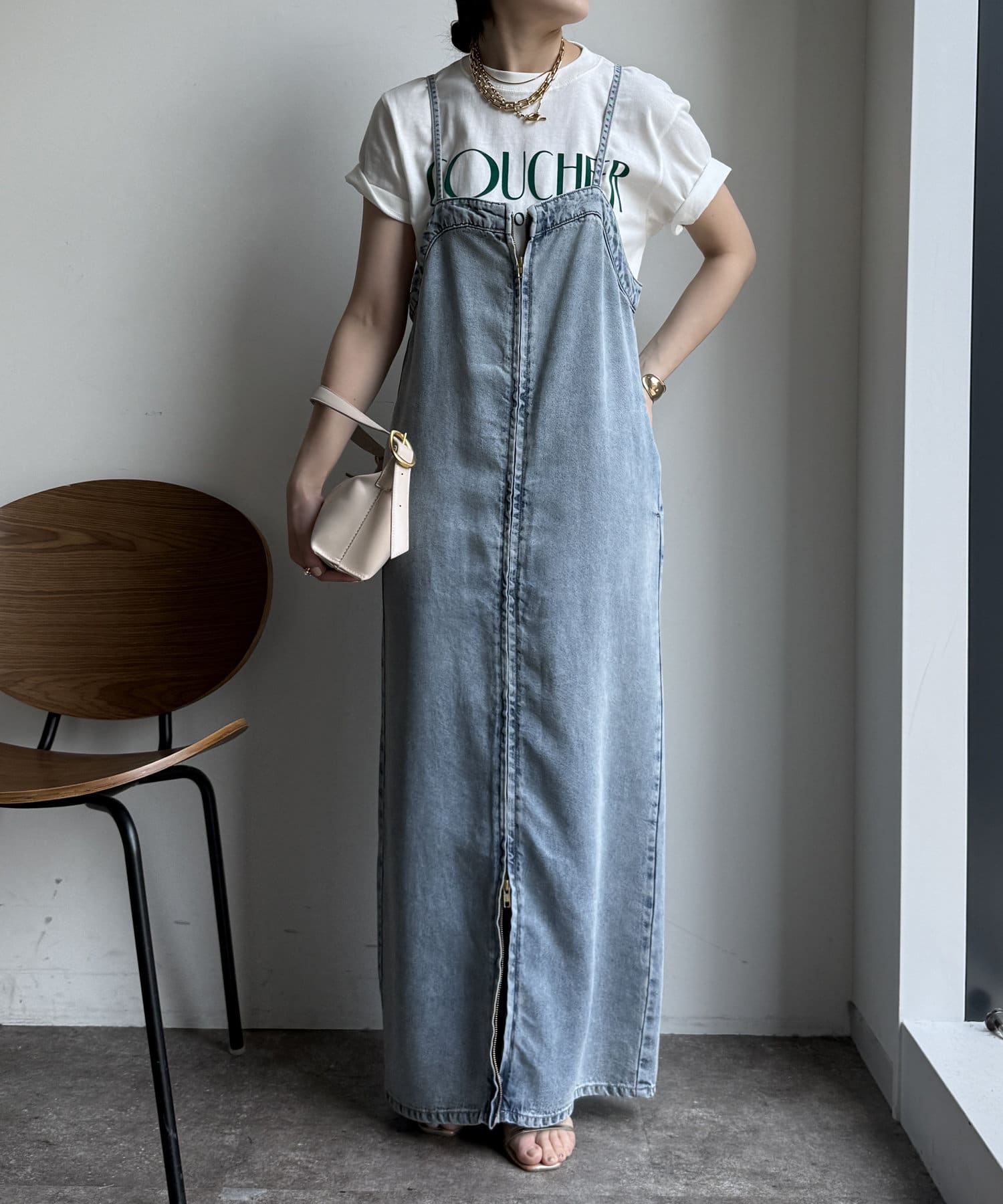 DouDouエンボスバックジップTEE エンボスバックジップTEE（Tシャツ/カットソー）｜DouDou
