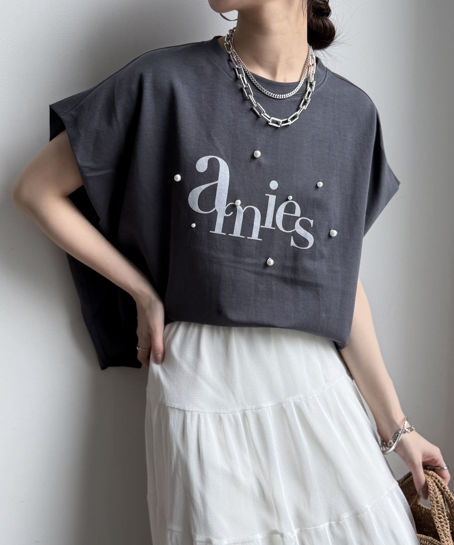 DOUDOU(ドゥドゥ) 【WEB限定】パールロゴボックスTEE
