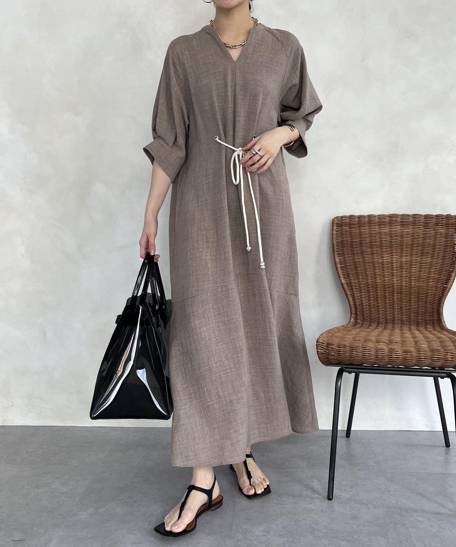 極美品　デドゥエ　リネン　ワンピース TANG｜コットン リネン ウェザークロス ロングシャツ ワンピース