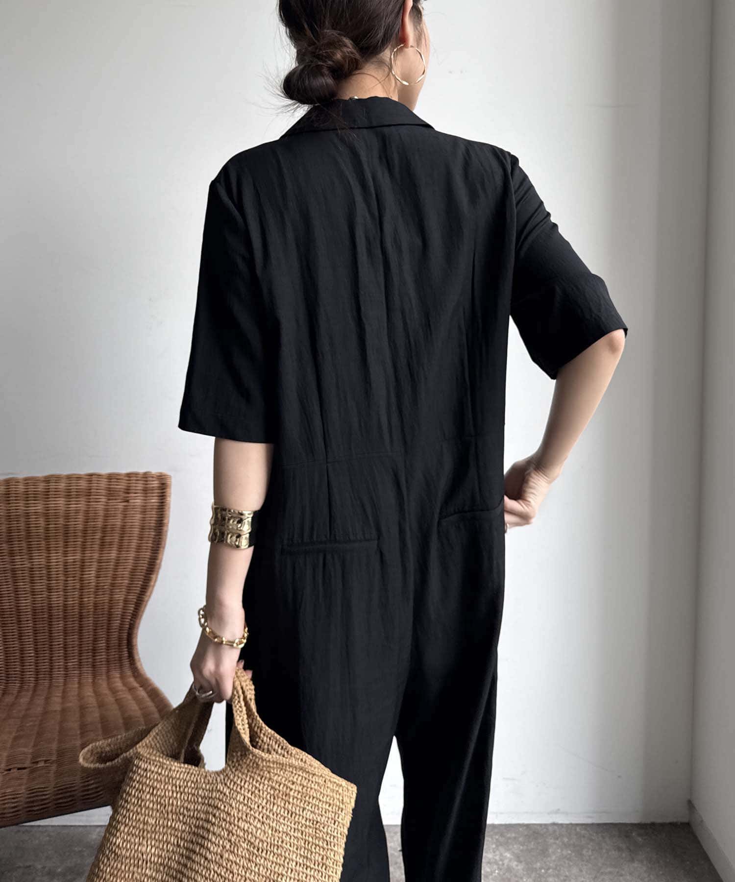 DOUDOU(ドゥドゥ) 【WEB限定】ハーフスリーブジャンプスーツ