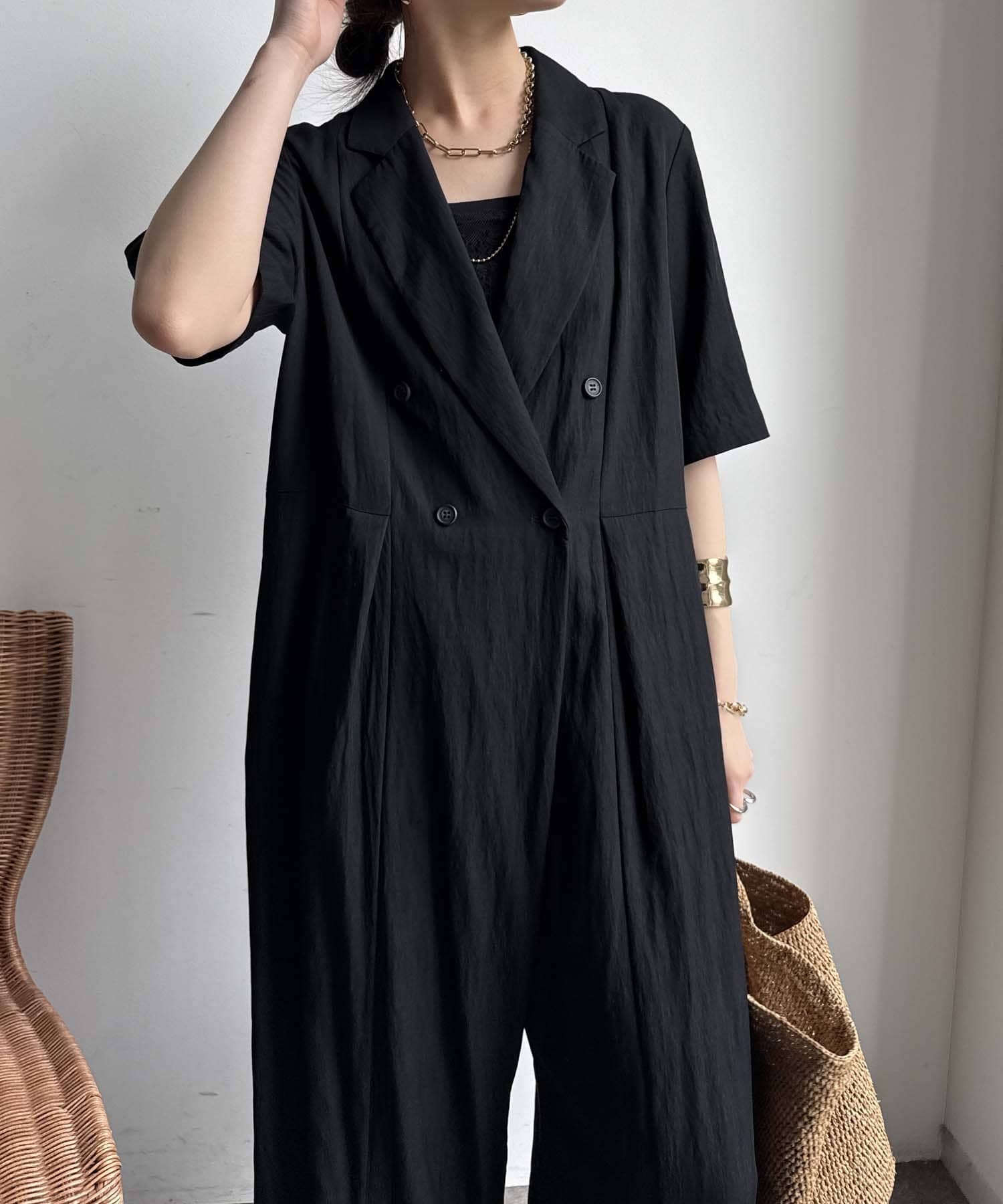 DOUDOU(ドゥドゥ) 【WEB限定】ハーフスリーブジャンプスーツ