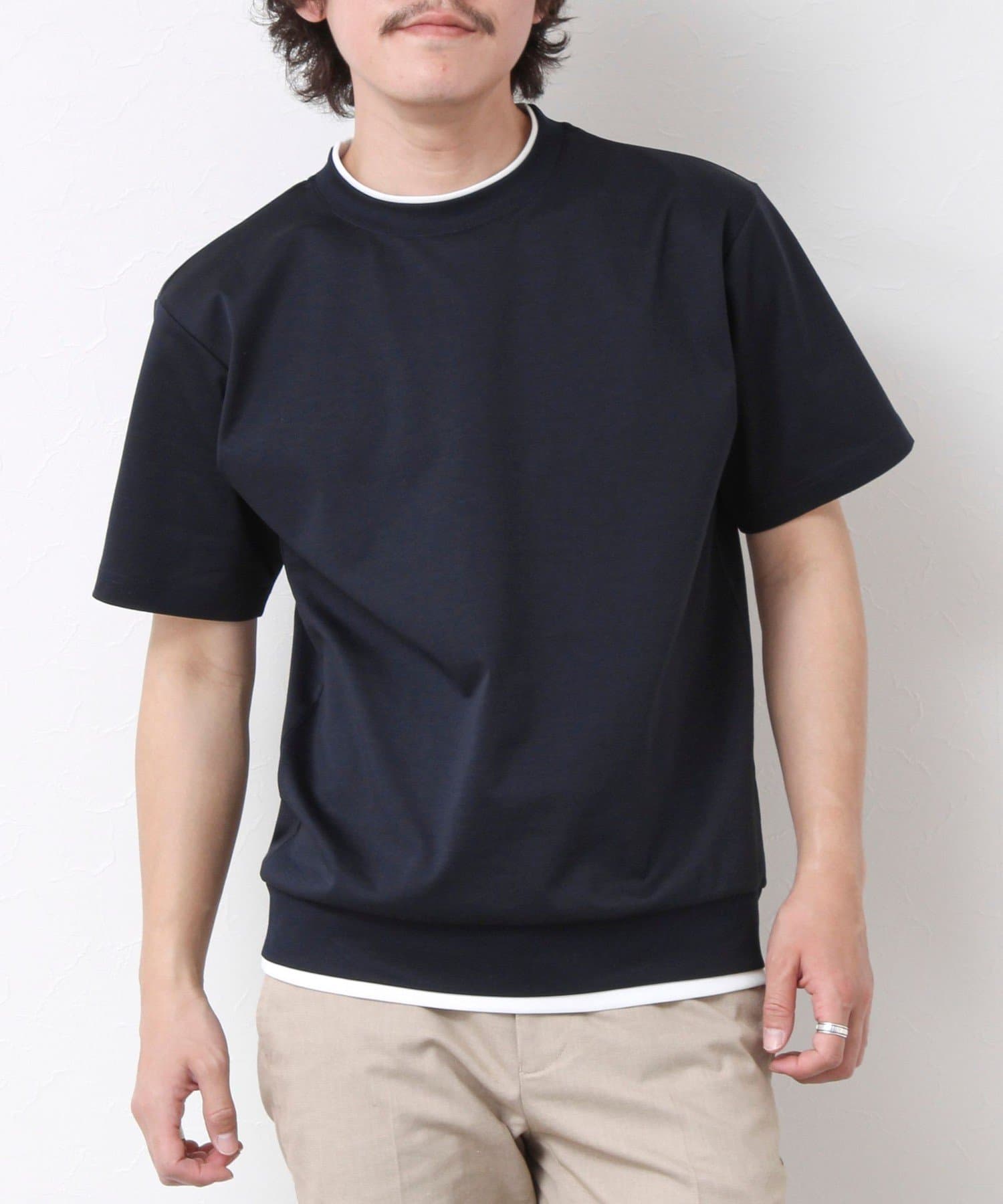 NOLLEY'S(ノーリーズ) 《接触冷感》スーピマコットン ダブルカラーTee