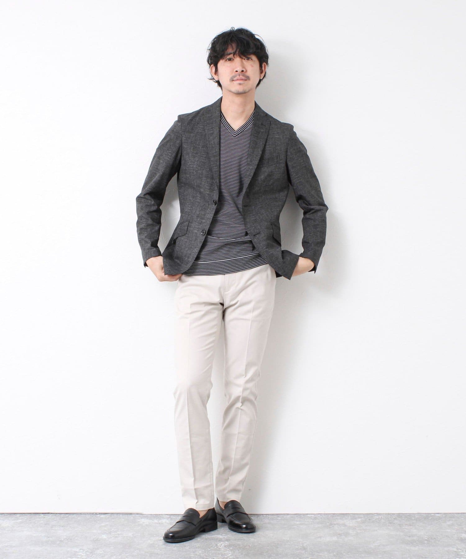 NOLLEY'S(ノーリーズ) 《ビジカジ対応》セミシルケットスムース ボーダー Vネック ドレスTシャツ