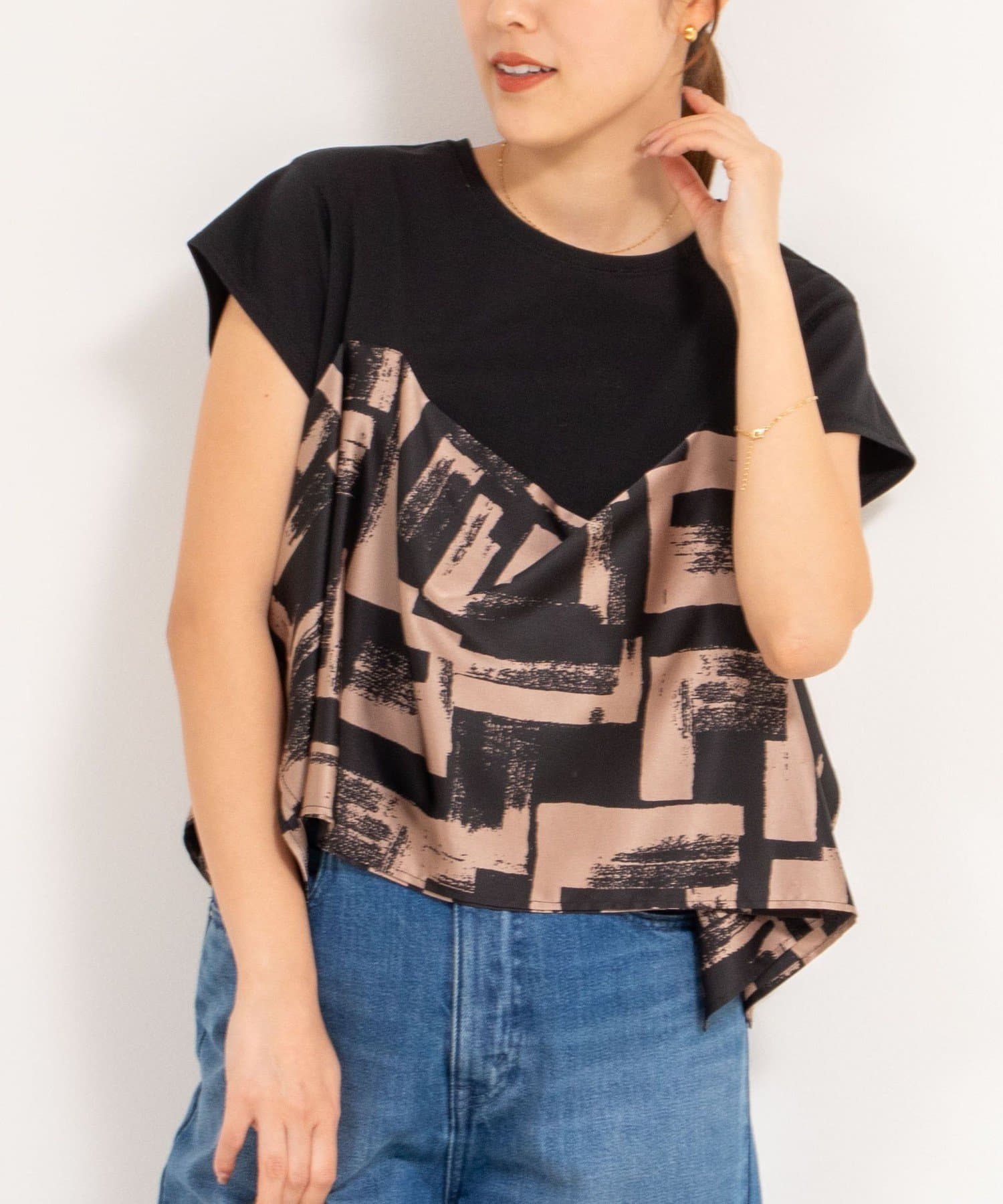 NOLLEY'S(ノーリーズ) スカーフ柄ビスチェ付き風Tシャツ