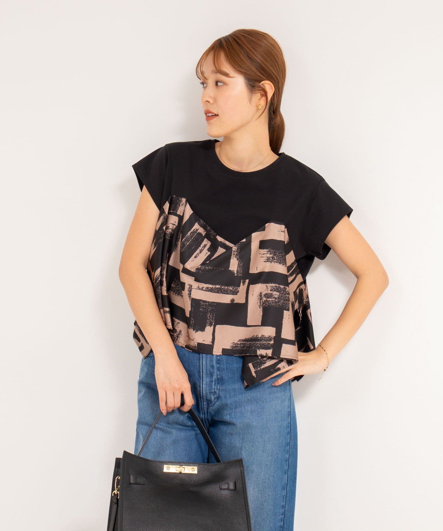 NOLLEY'S(ノーリーズ) スカーフ柄ビスチェ付き風Tシャツ