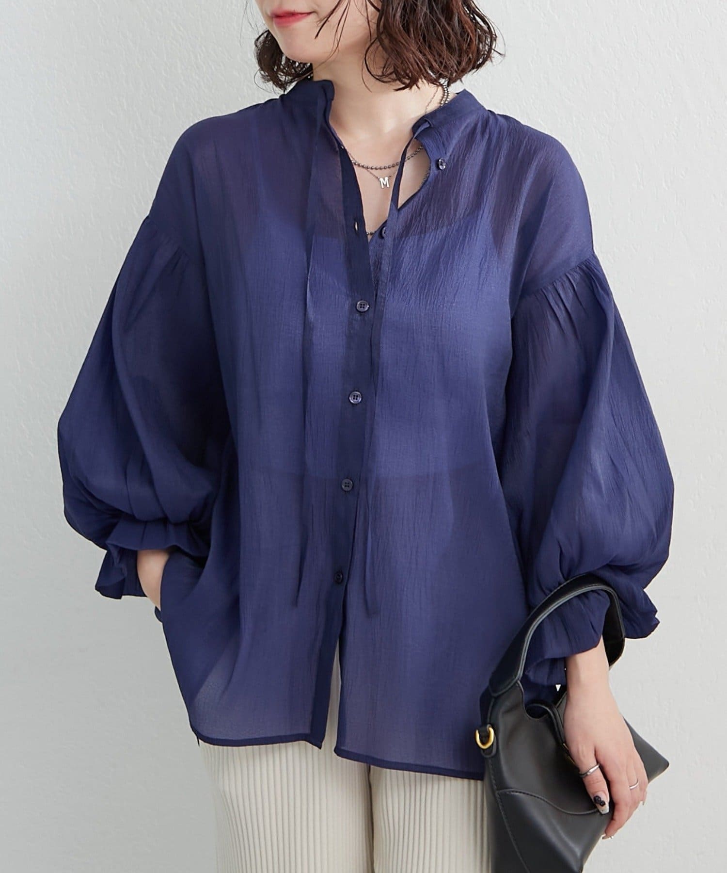 NICE CLAUP / OLIVE des OLIVE OUTLET(ナイスクラップ  / オリーブ デ オリーブ アウトレット) 【RMAF】スキッパー2枚袖ブラウス