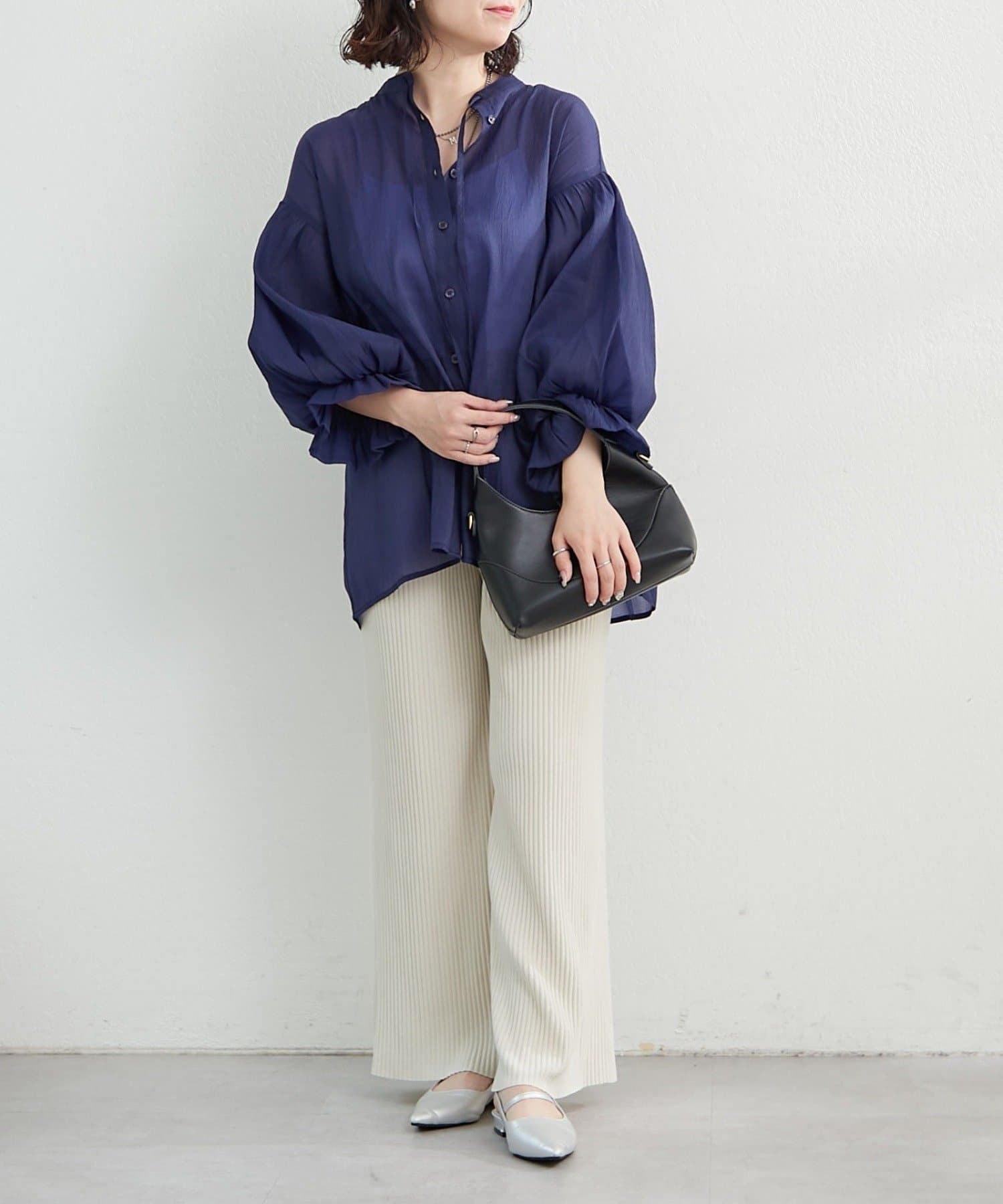 NICE CLAUP / OLIVE des OLIVE OUTLET(ナイスクラップ  / オリーブ デ オリーブ アウトレット) 【RMAF】スキッパー2枚袖ブラウス