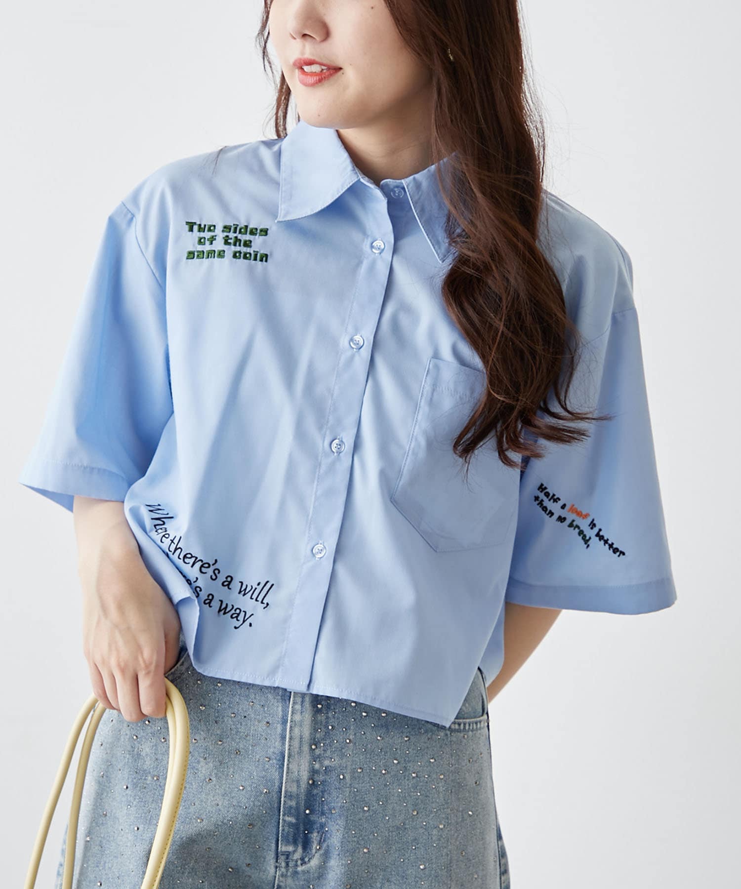 NICE CLAUP / OLIVE des OLIVE OUTLET(ナイスクラップ  / オリーブ デ オリーブ アウトレット) 【RMAF】色々刺繍ショートシャツ