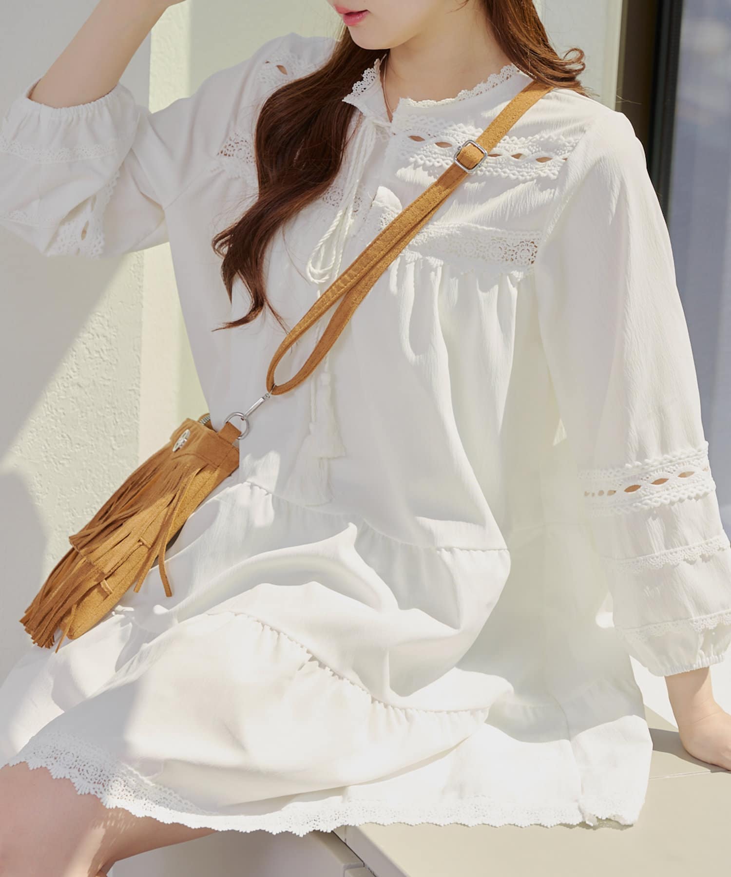 NICE CLAUP / OLIVE des OLIVE OUTLET(ナイスクラップ  / オリーブ デ オリーブ アウトレット) 【RMAF】タッセル付ティアードチュニック