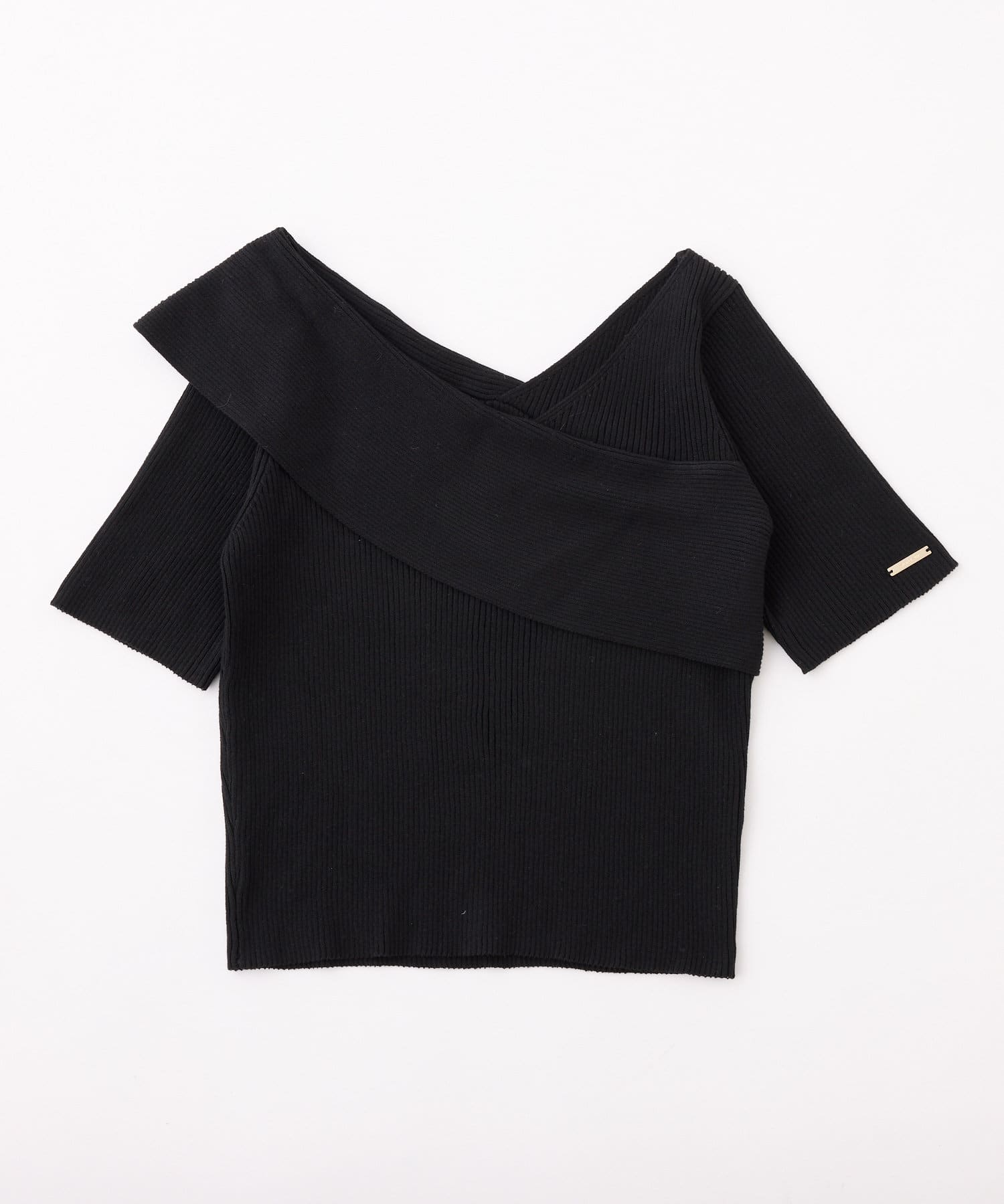 one after another NICE CLAUP(ワンアフターアナザー ナイスクラップ) アシンメトリー半袖ニット/WEB限定商品