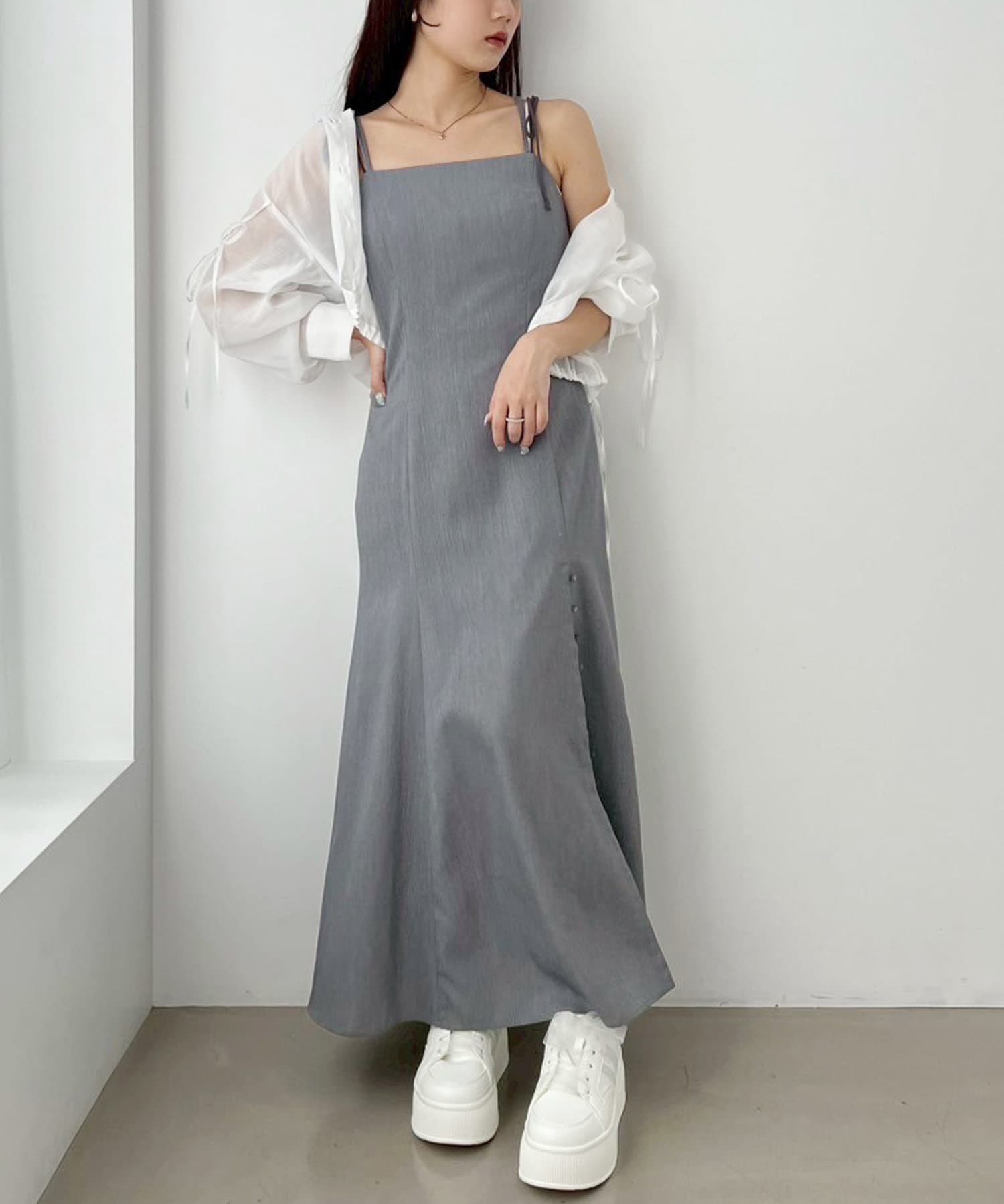 ❤️22新作 新品♡ SelfPortrait 緑スリットワンピース♡　493 マシェリコラボ》サイドスリットロングニットワンピース