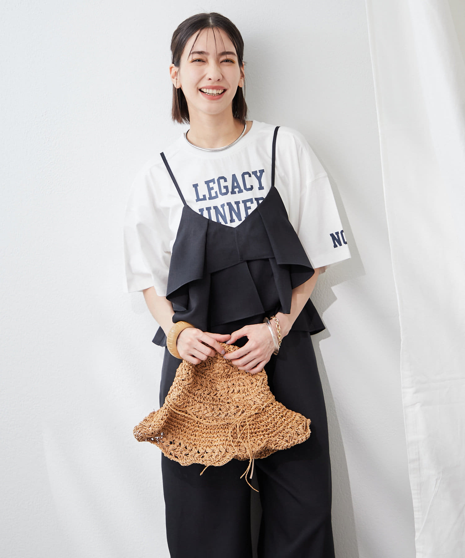 Remind me and forever(リマインドミーアンドフォーエバー) 《サスティナブル企画》《オーガニックコットン》カレッジロゴＴ