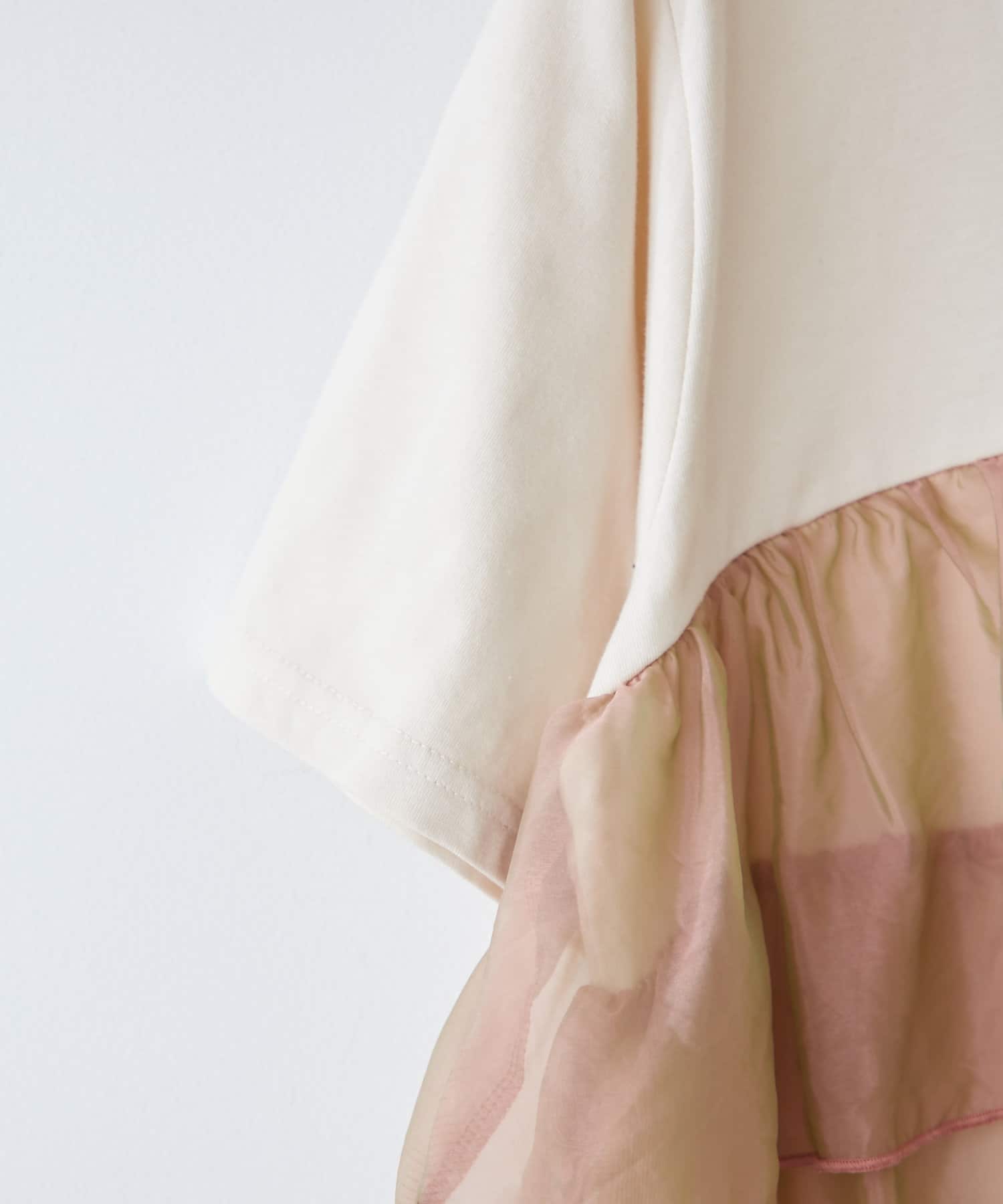 NICE CLAUP / OLIVE des OLIVE OUTLET(ナイスクラップ  / オリーブ デ オリーブ アウトレット) 【RMAF】【WEB限定】オーガンジードッキング半袖Ｔ