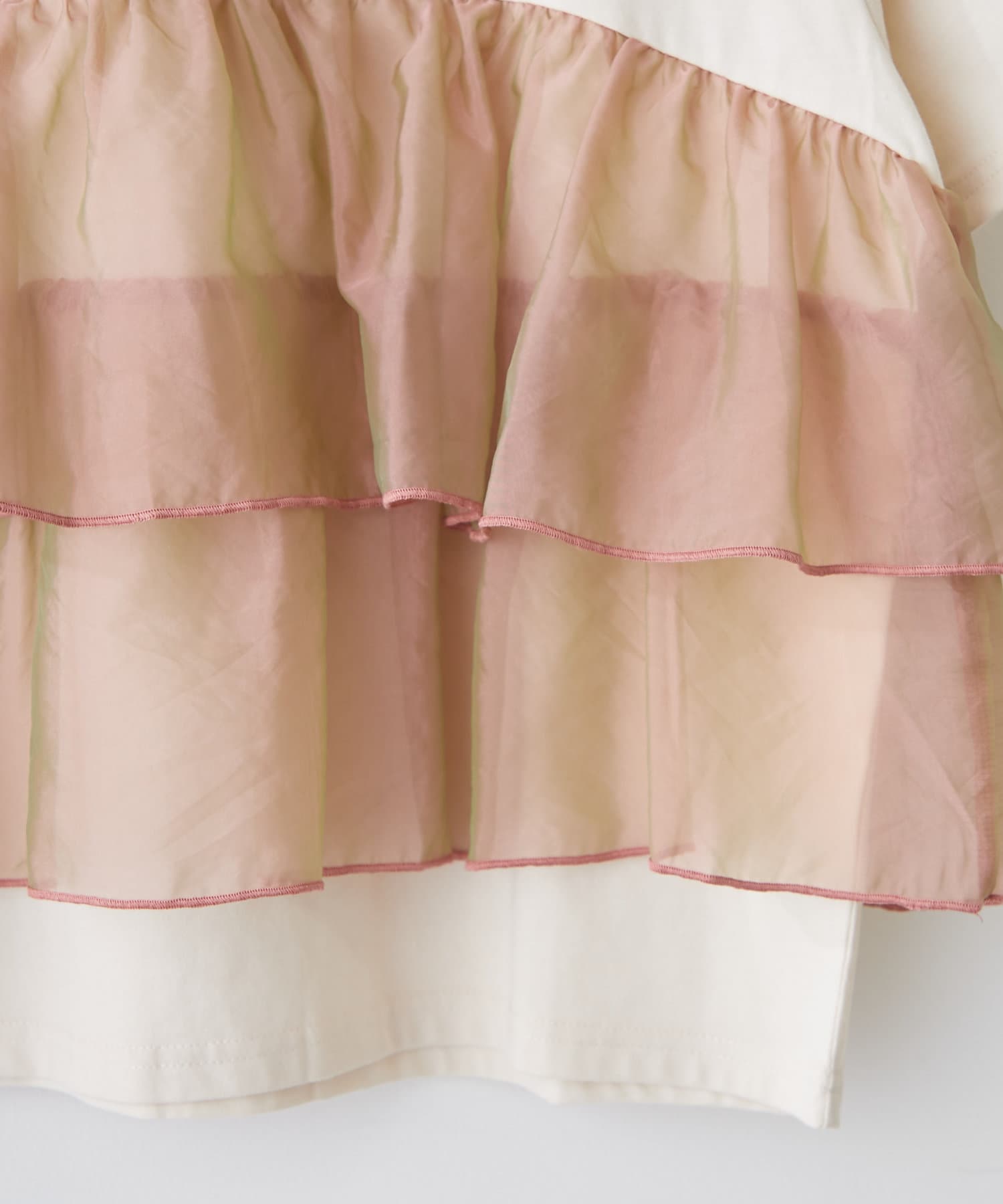 NICE CLAUP / OLIVE des OLIVE OUTLET(ナイスクラップ  / オリーブ デ オリーブ アウトレット) 【RMAF】【WEB限定】オーガンジードッキング半袖Ｔ