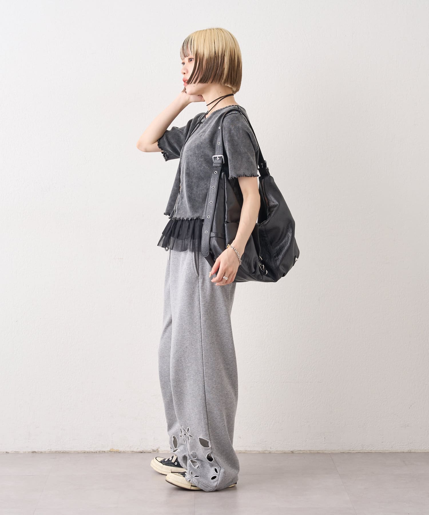 w closet(ダブルクローゼット) 【カップ付き】チュールフリルキャミ