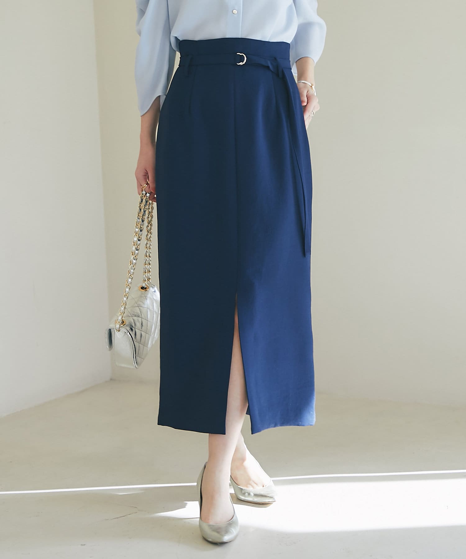 La boutique BonBon】ダブルクロスベルト付きナロースカート