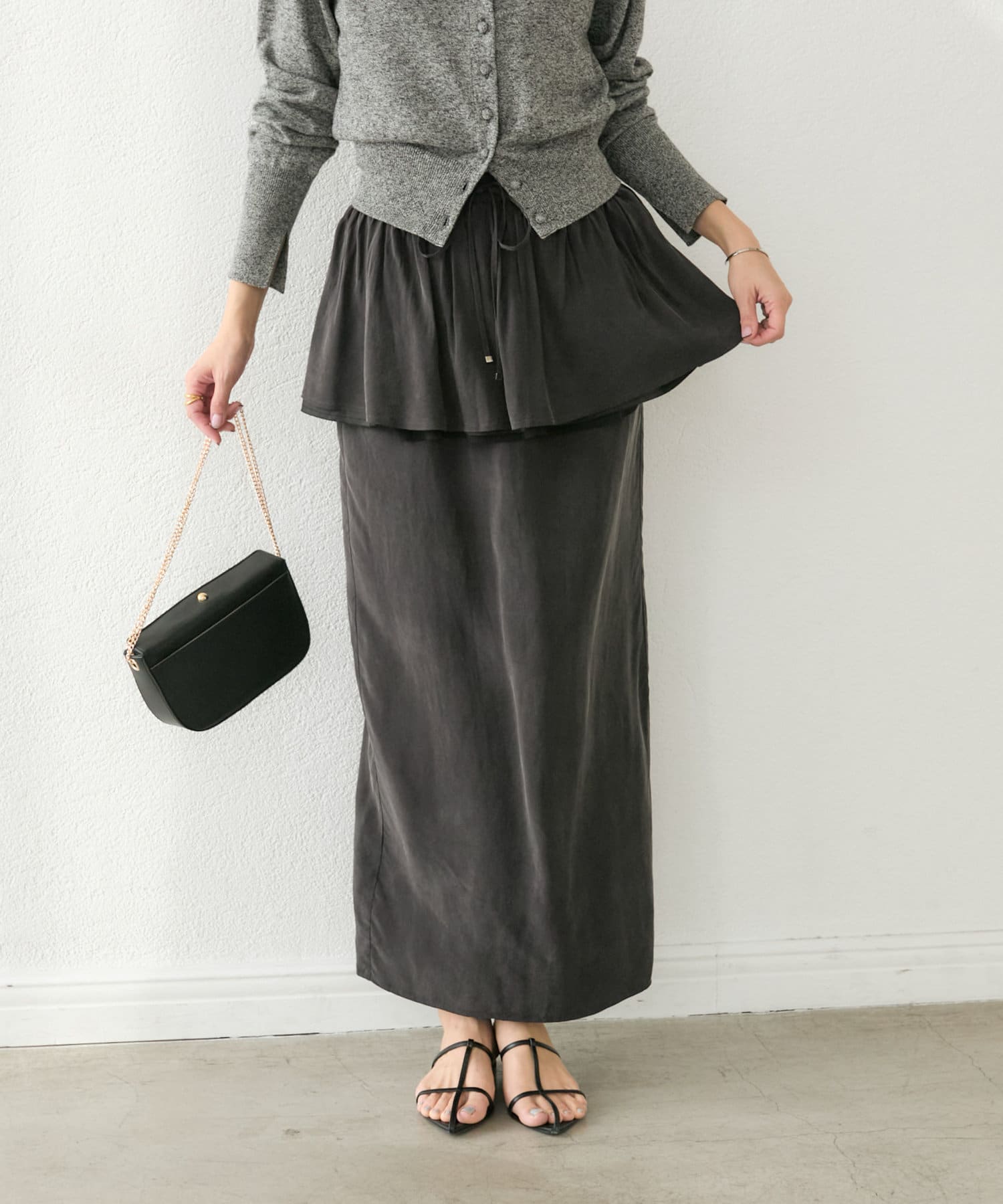 OUTLET(アウトレット) 【RIVE DROITE】ペプラム2WAYスカート