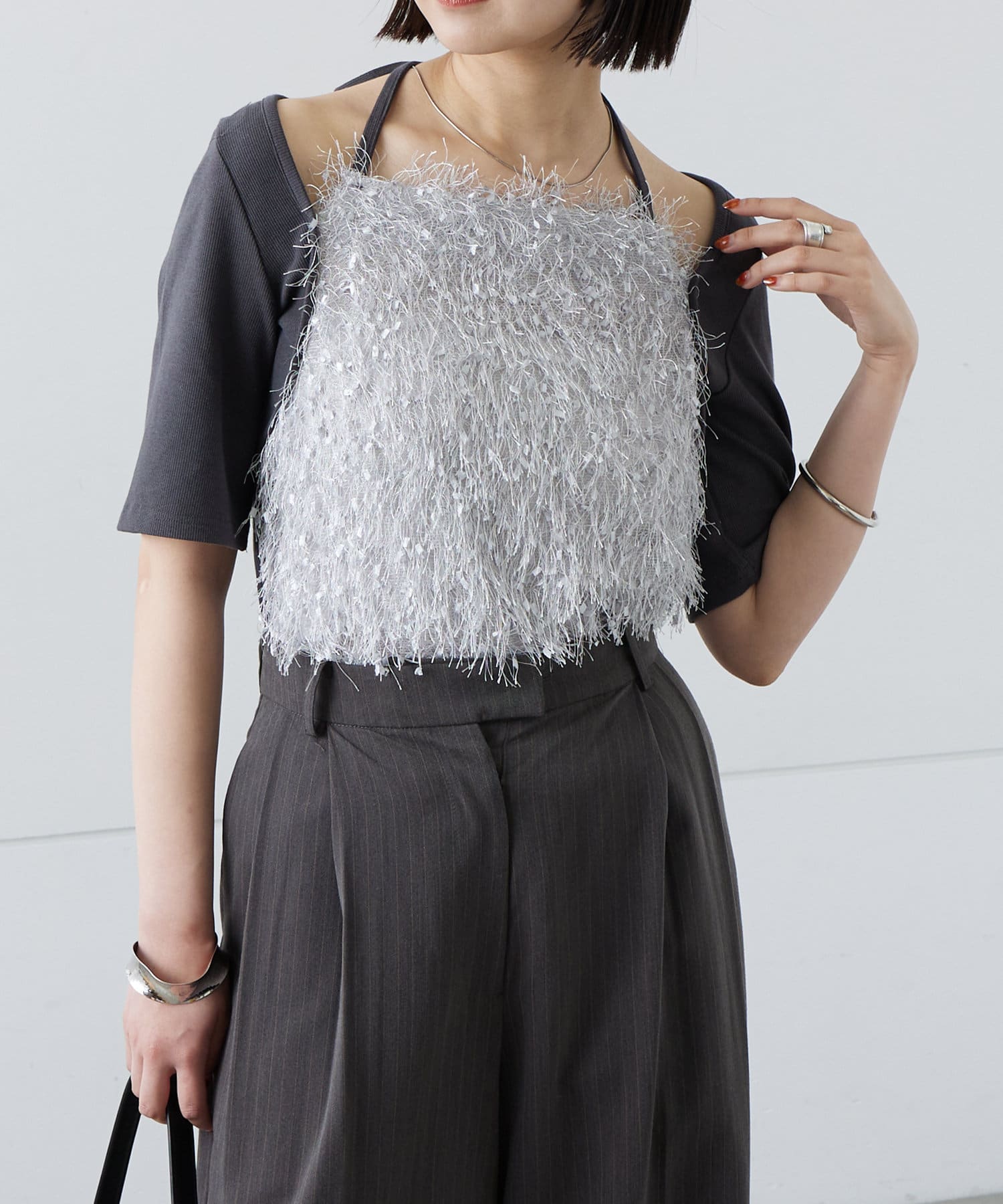 mystic(ミスティック) フリンジドッキングTシャツ