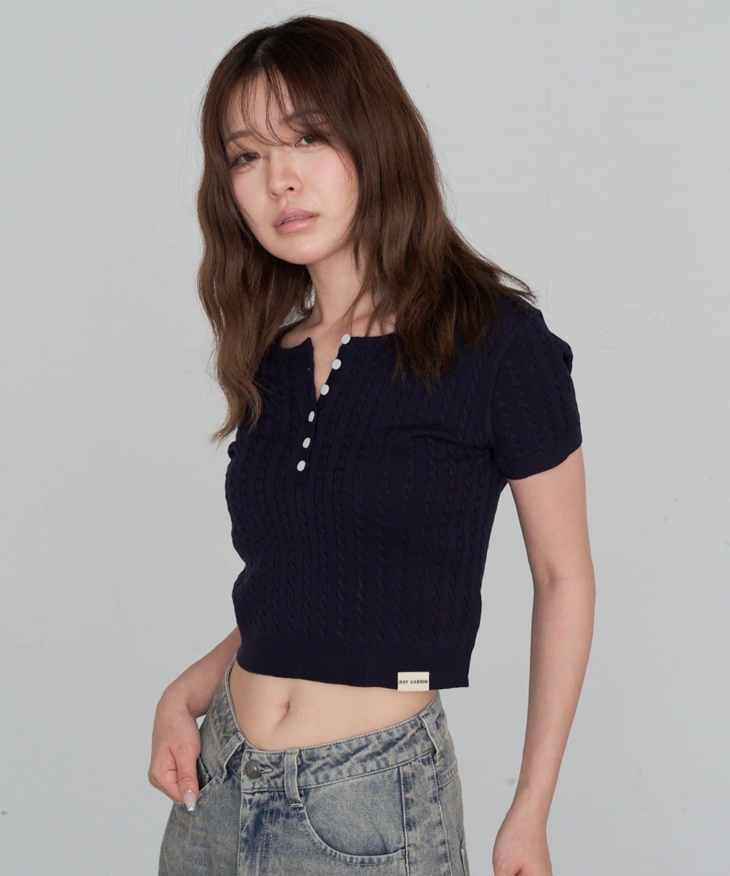 RAY CASSIN(レイカズン) ケーブルヘンリーニット